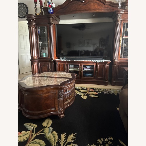 Used Ashley Furniture Dark Brown Wood Media Storage for sale on AptDeco