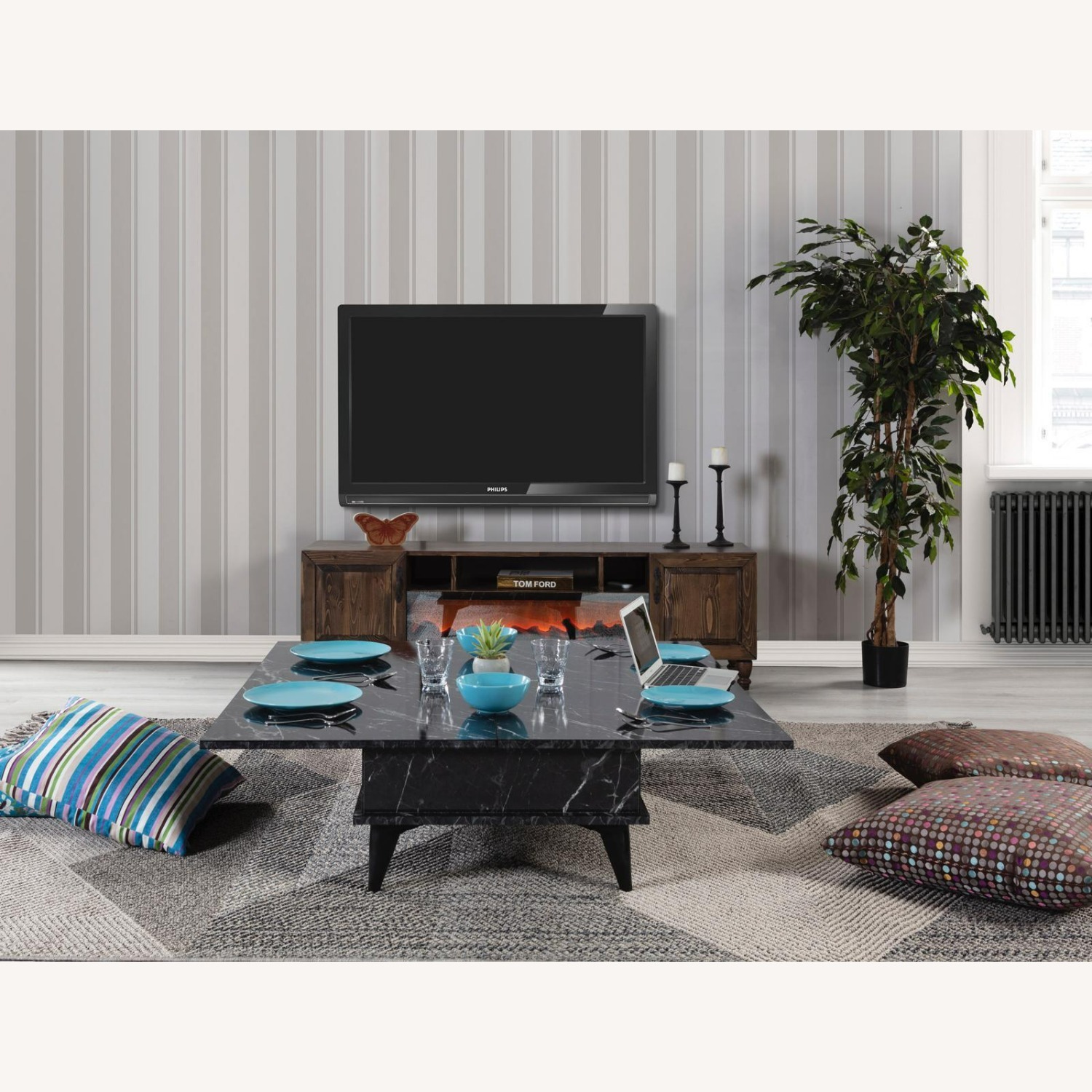 Lift Top Black Coffee Table,Converts to Dining Tb - image-2