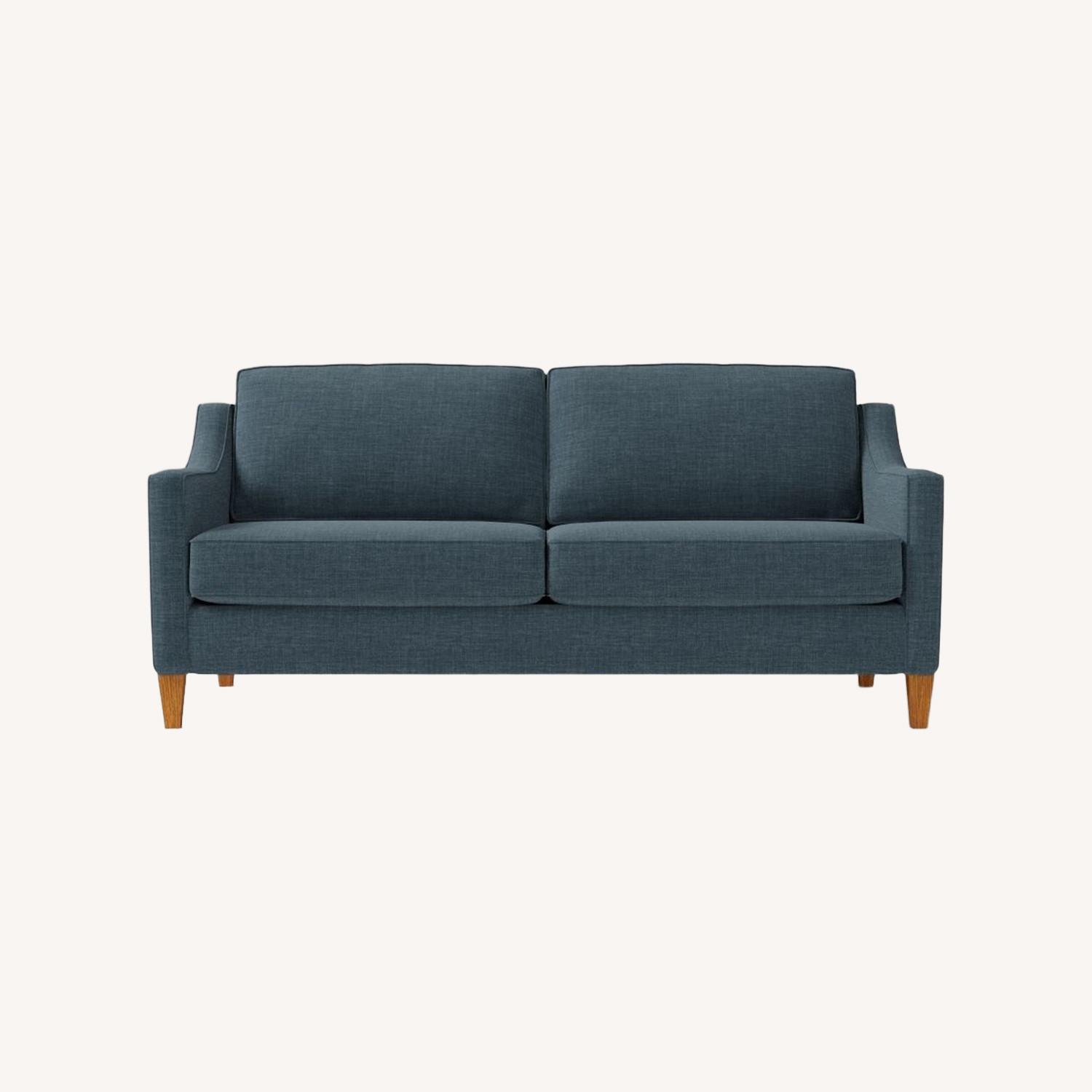 West Elm Paidge Blue Velvet 3+ Seater Sofa - image-0