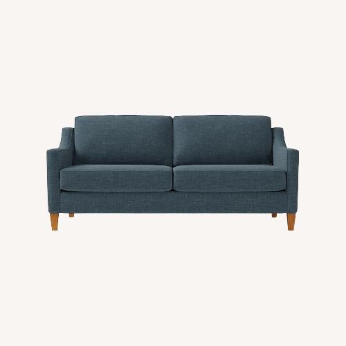 Used West Elm Paidge Blue Velvet 3+ Seater Sofa for sale on AptDeco