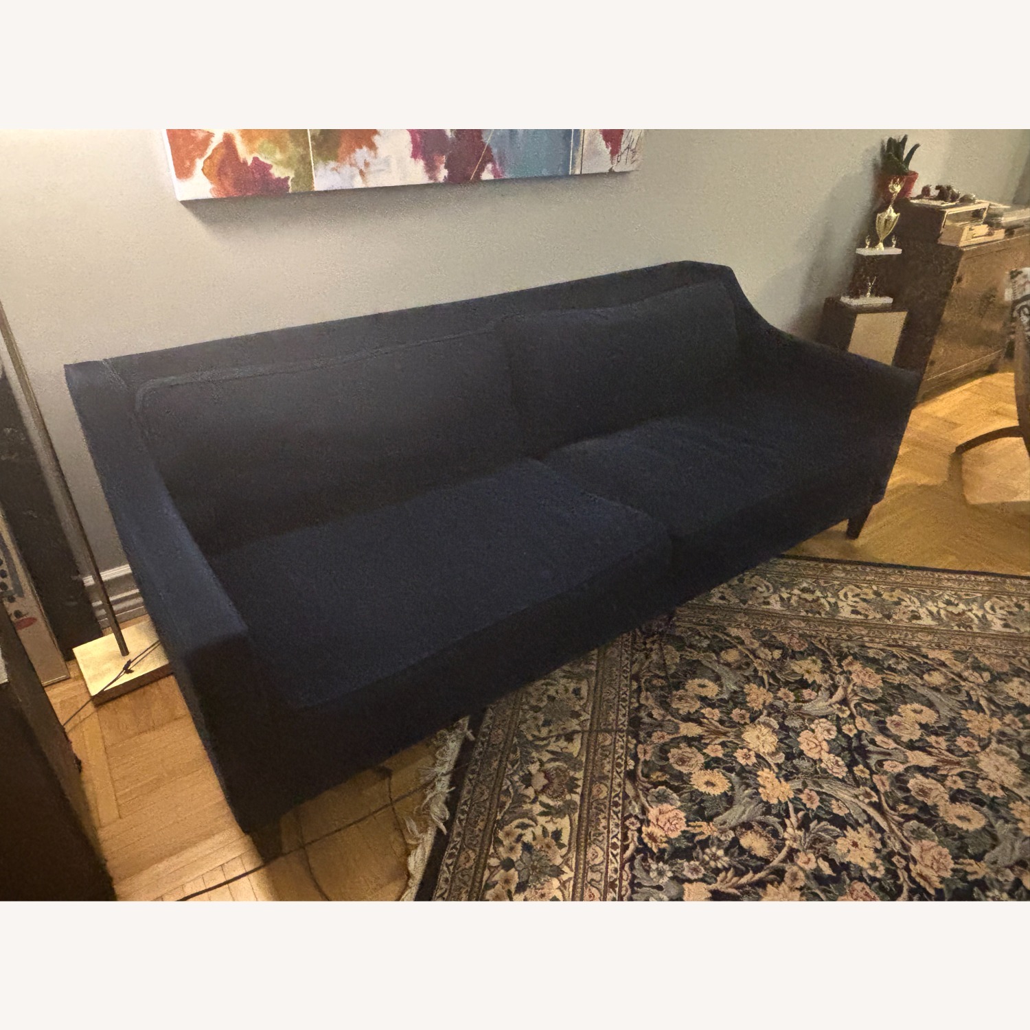 West Elm Paidge Blue Velvet 3+ Seater Sofa - image-3