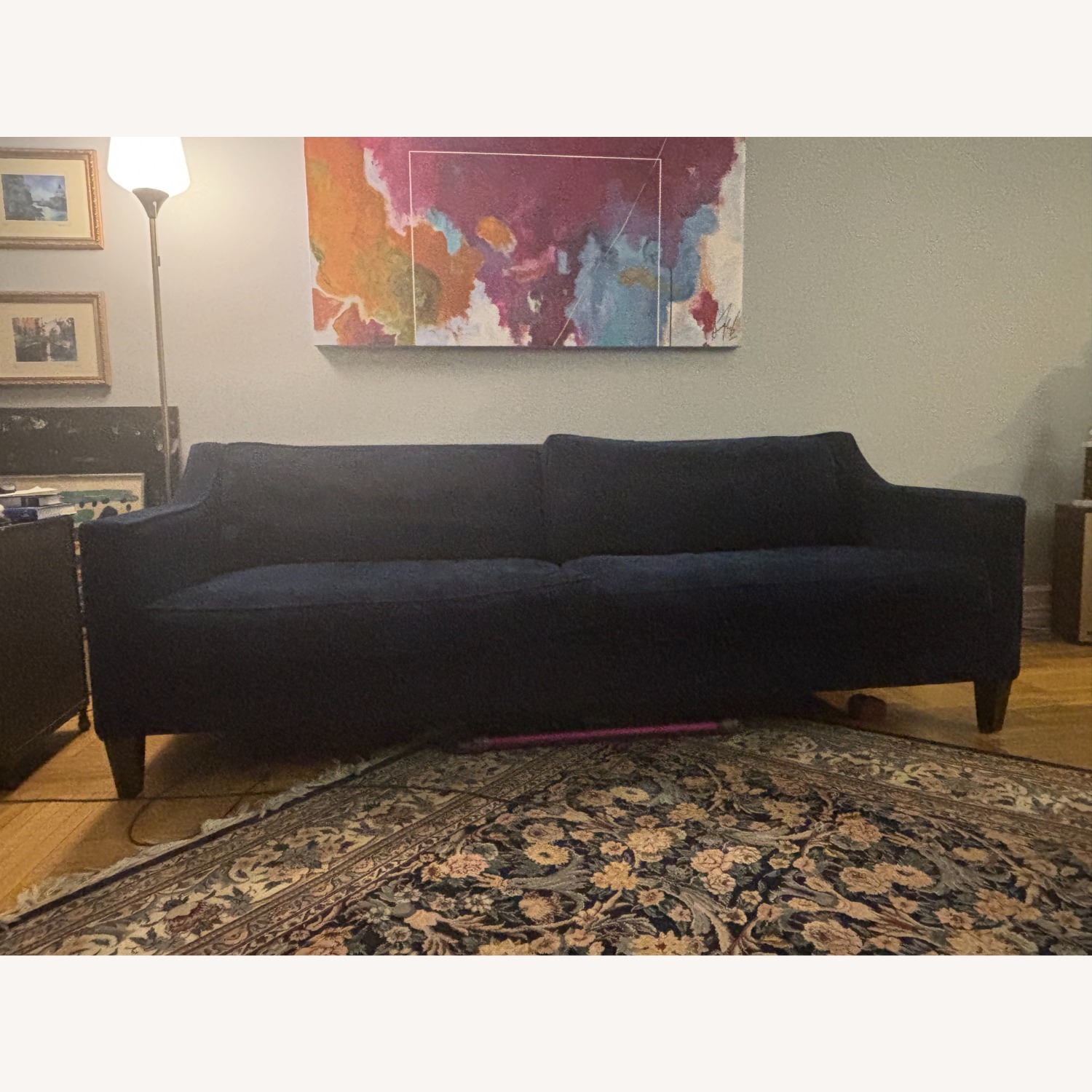West Elm Paidge Blue Velvet 3+ Seater Sofa - image-1