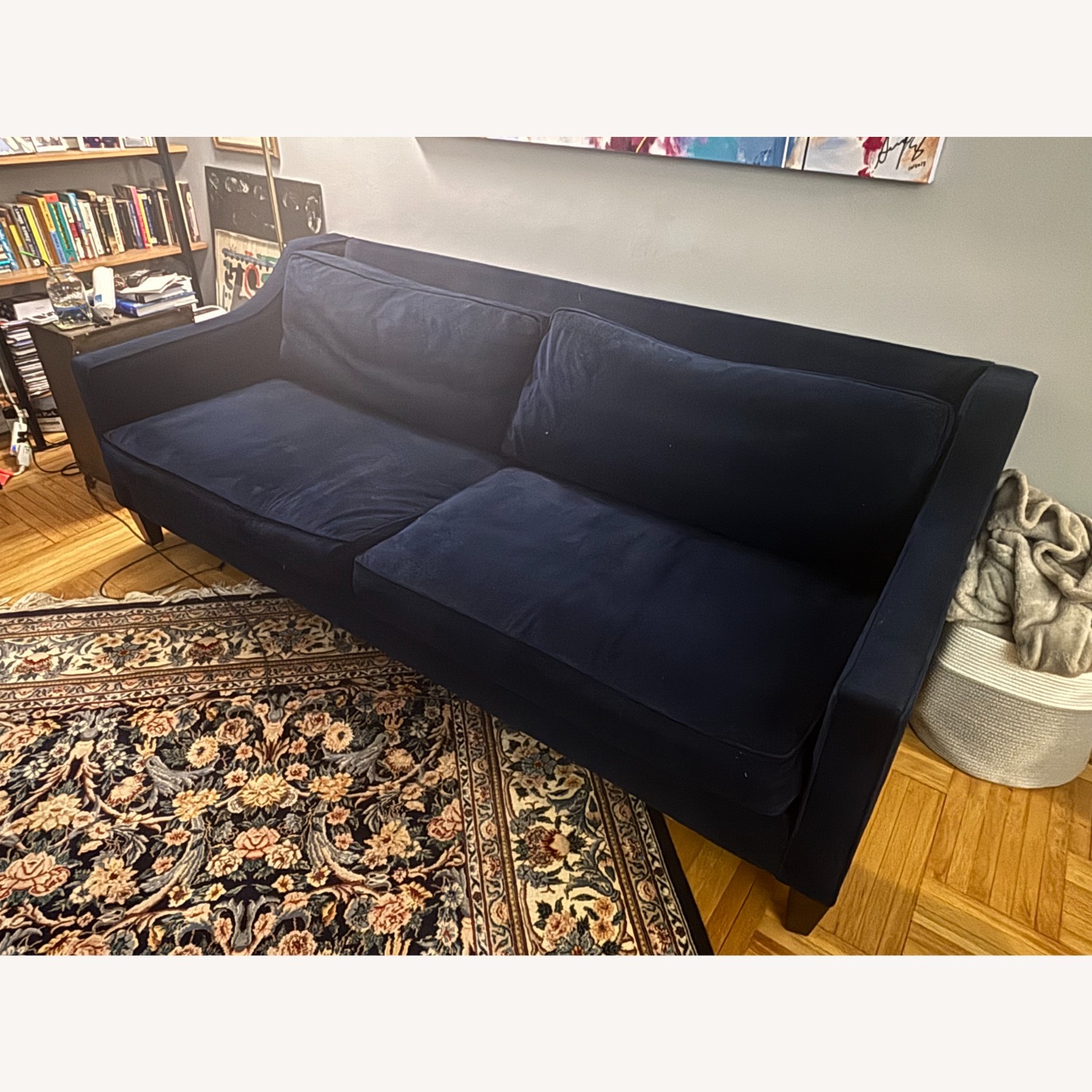 West Elm Paidge Blue Velvet 3+ Seater Sofa - image-4
