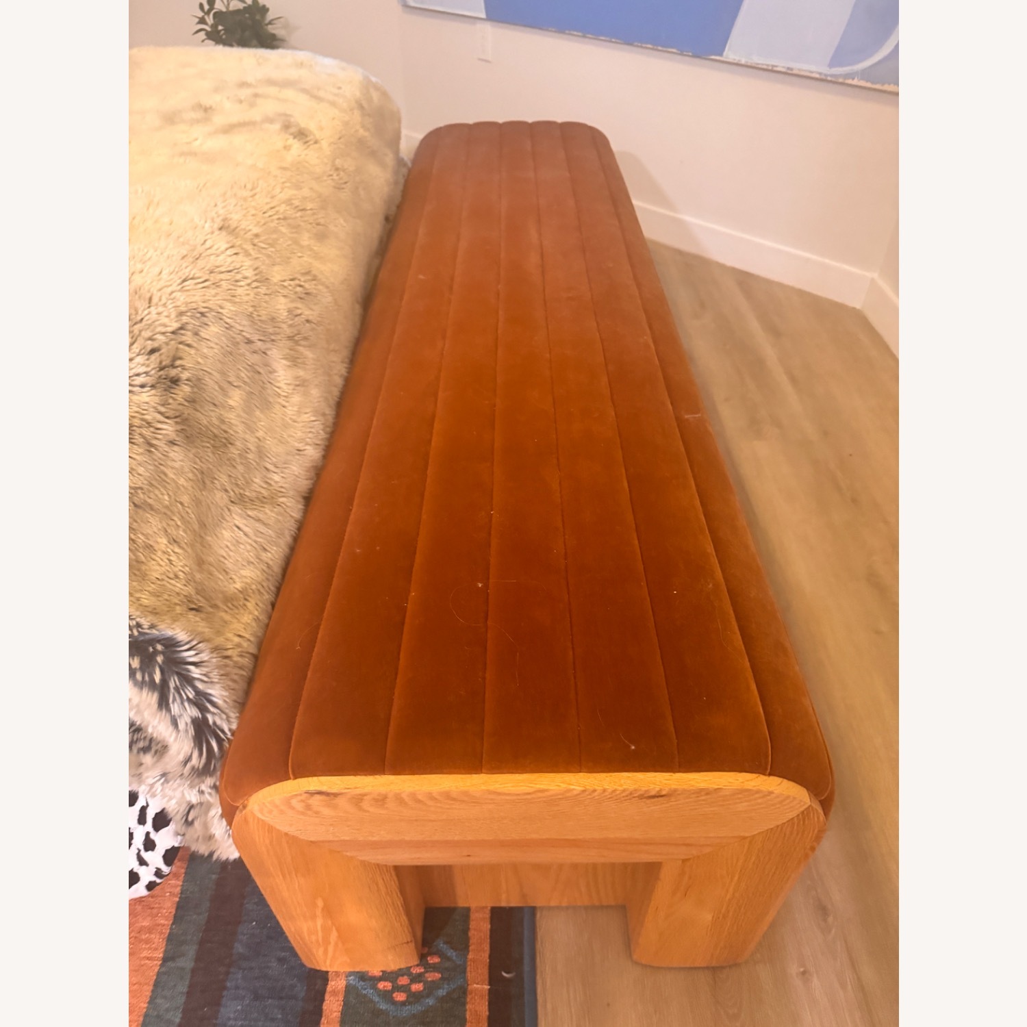 CB2 Hani 72" Velvet Bench Mid Century Bench - image-2