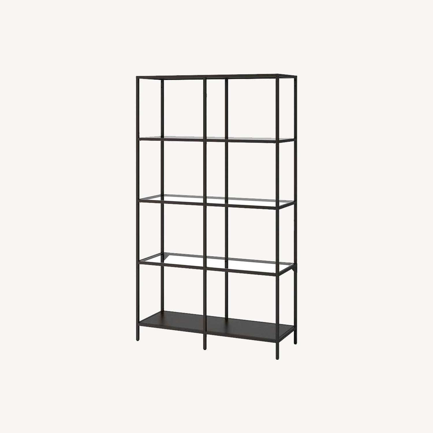 IKEA VITTSJÖ Shelf Unit Black/Brown/Glass - image-0