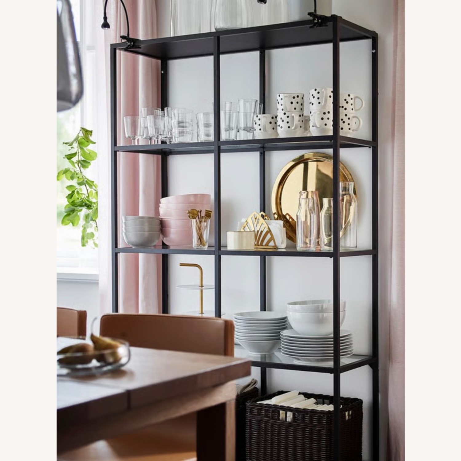 IKEA VITTSJÖ Shelf Unit Black/Brown/Glass - image-1