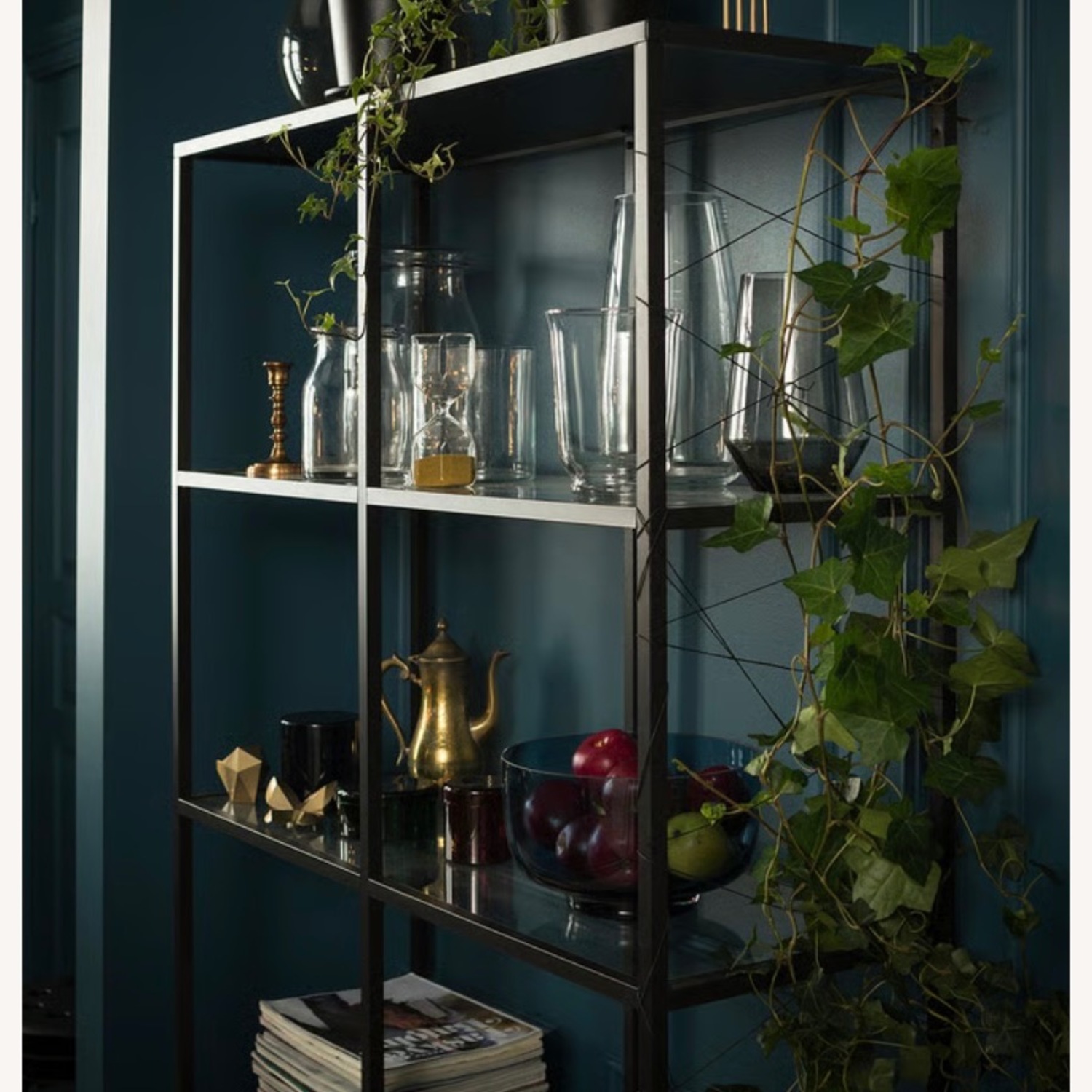 IKEA VITTSJÖ Shelf Unit Black/Brown/Glass - image-2