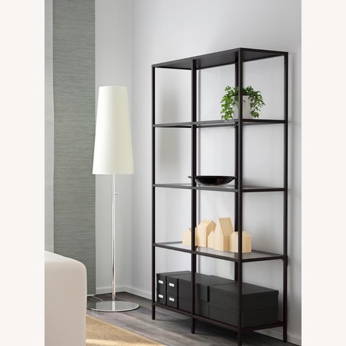 Used IKEA VITTSJÖ Shelf Unit Black/Brown/Glass for sale on AptDeco