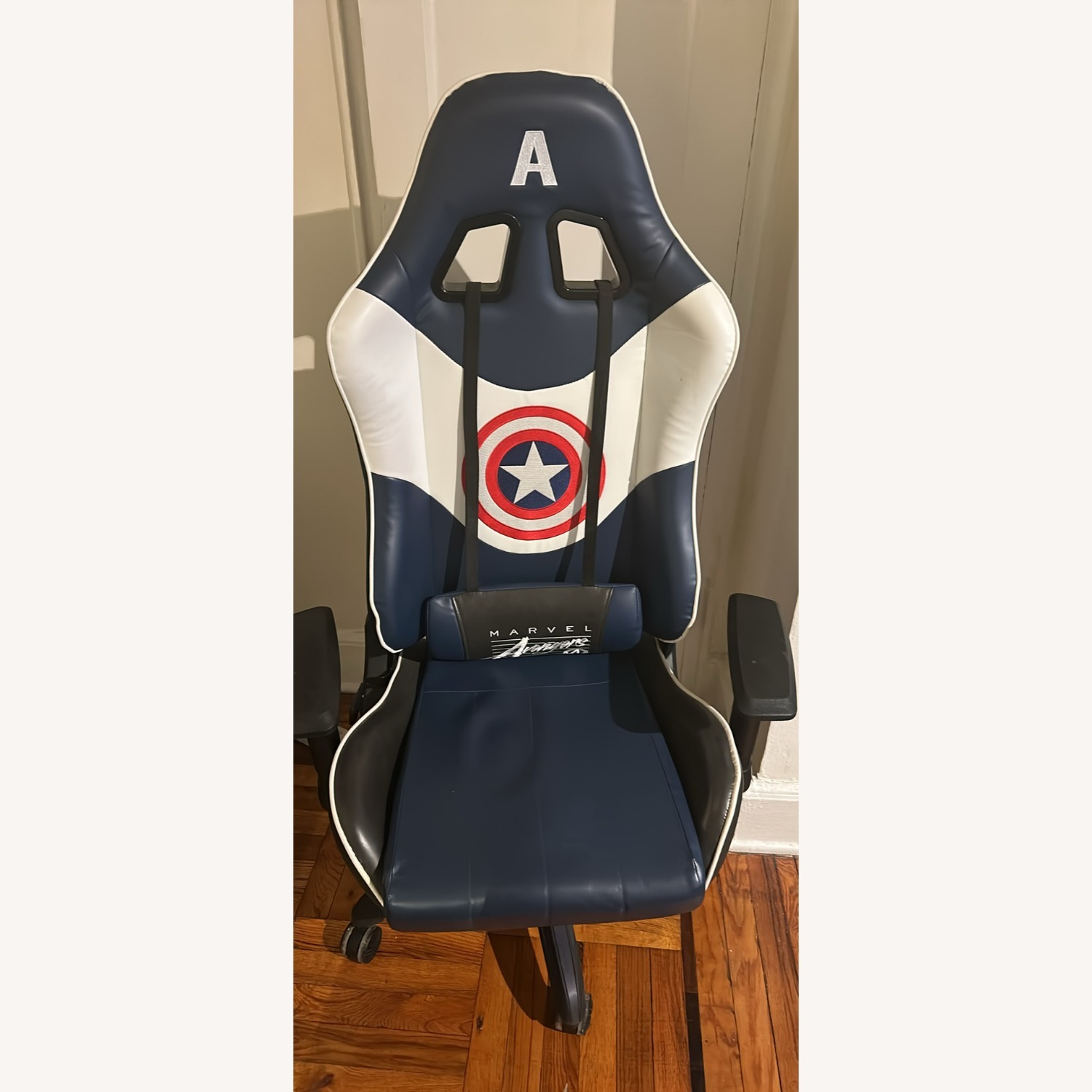 Blue Faux Leather Office Chair - image-1