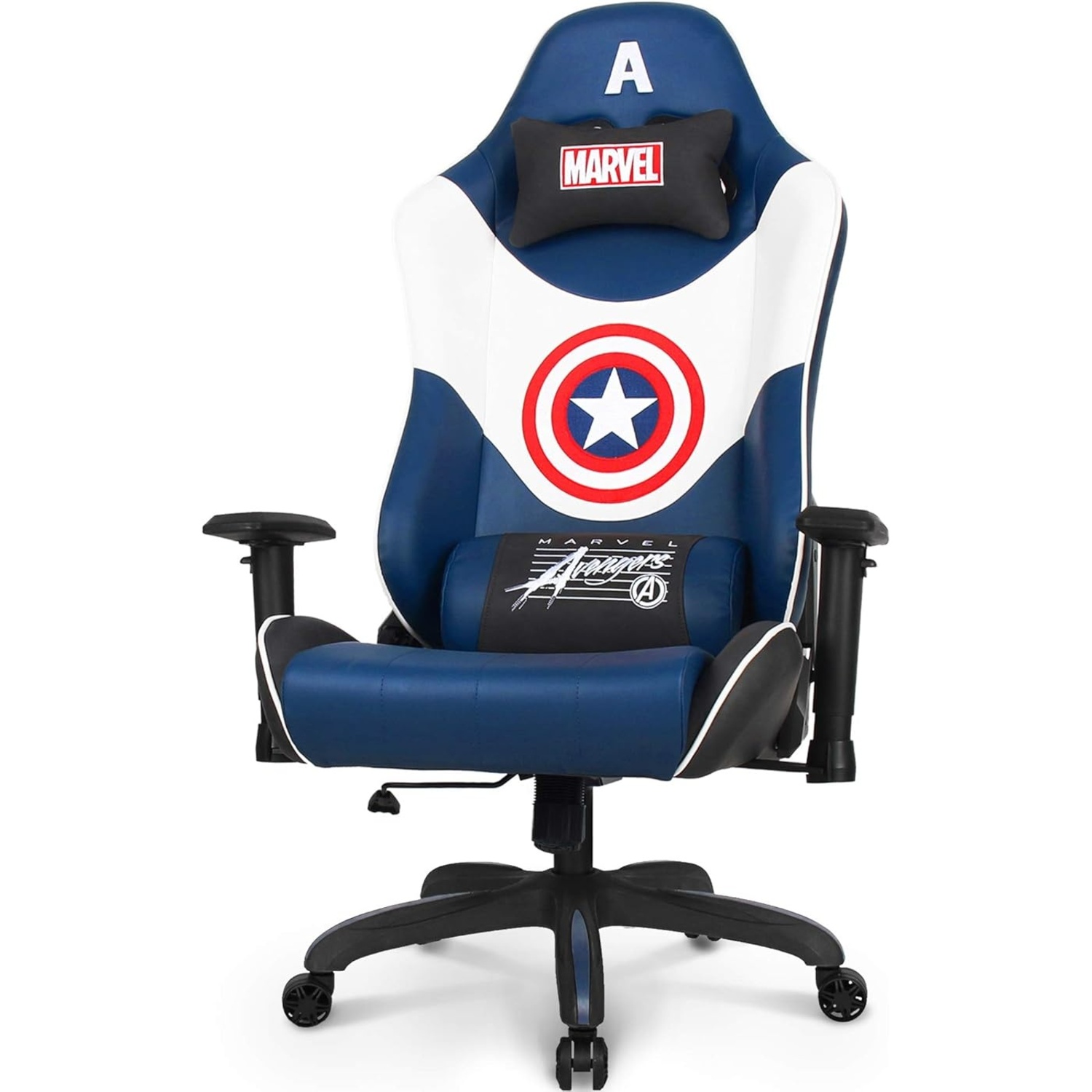 Blue Faux Leather Office Chair - image-6