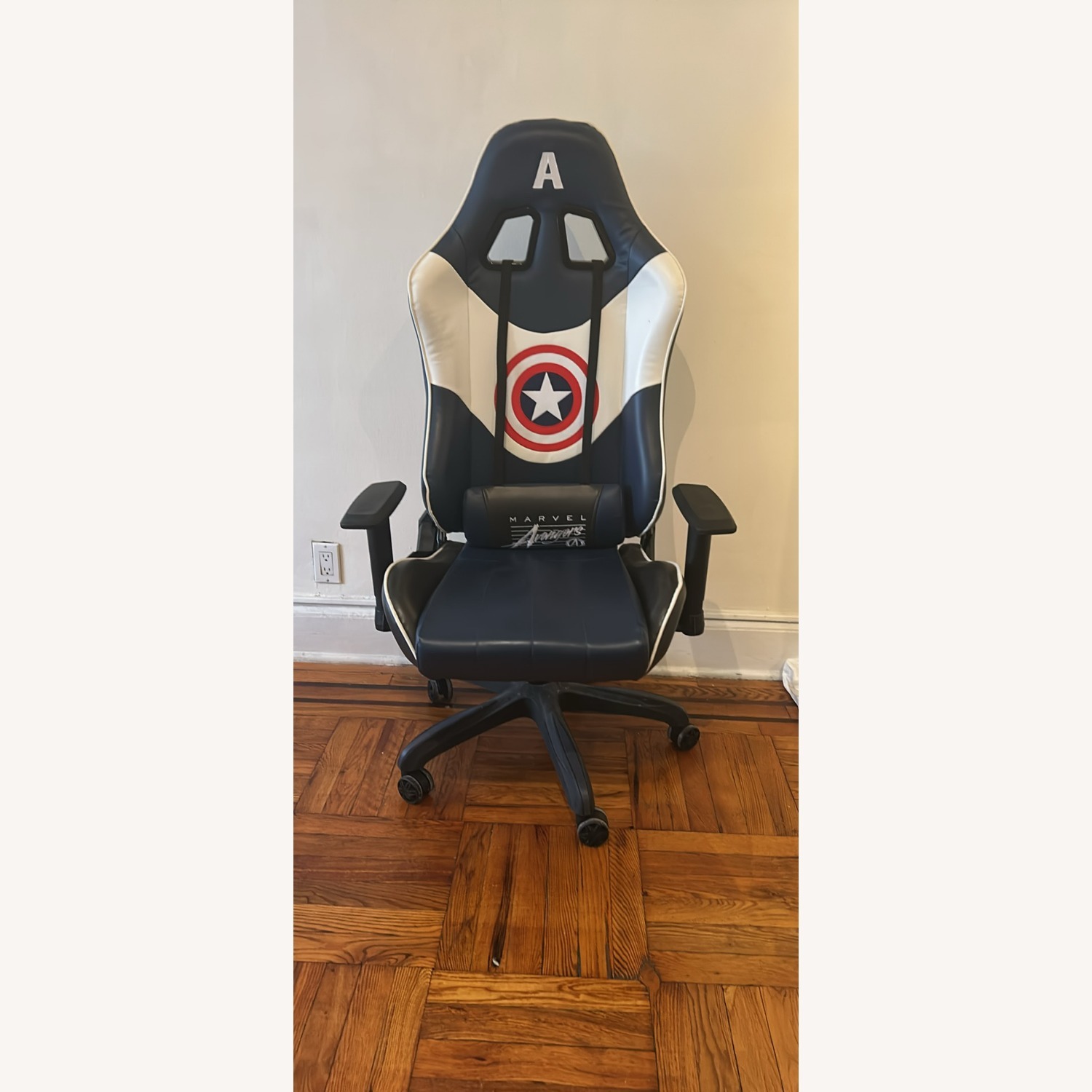 Blue Faux Leather Office Chair - image-5