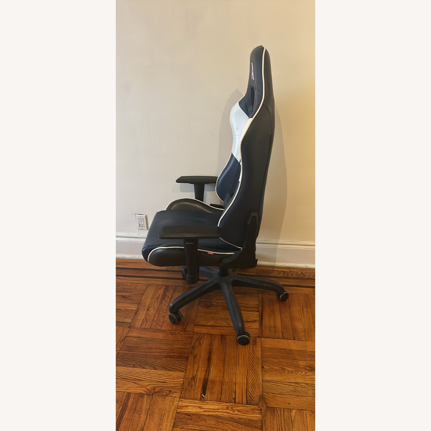 Blue Faux Leather Office Chair - image-4