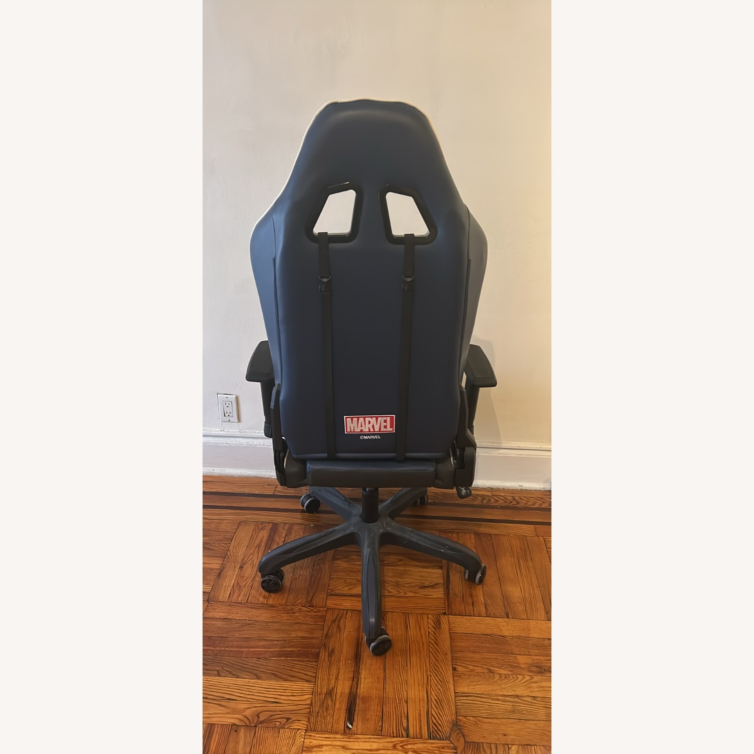 Blue Faux Leather Office Chair - image-3