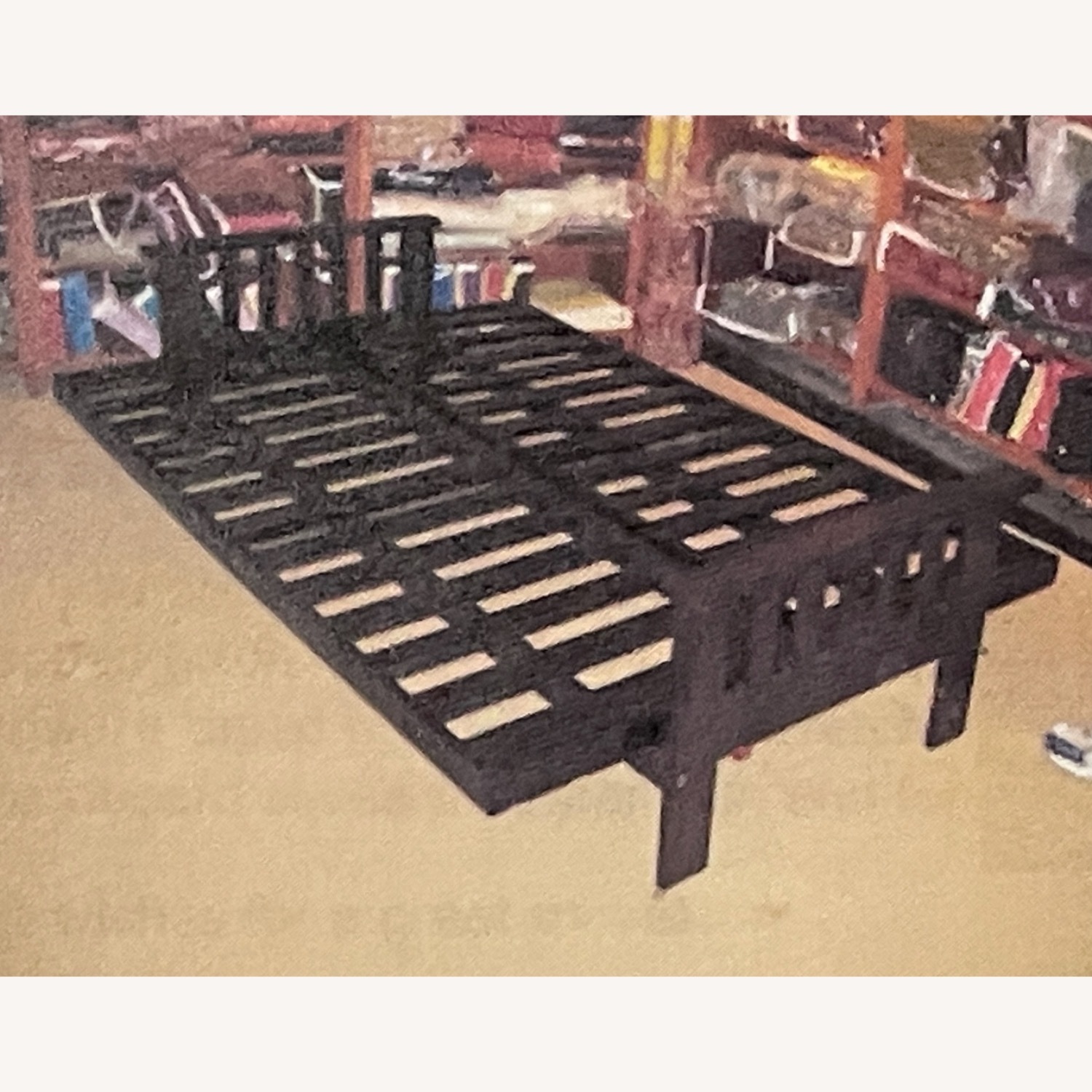 Dark Brown Futon Frame W Faux Leather Mattress - image-10