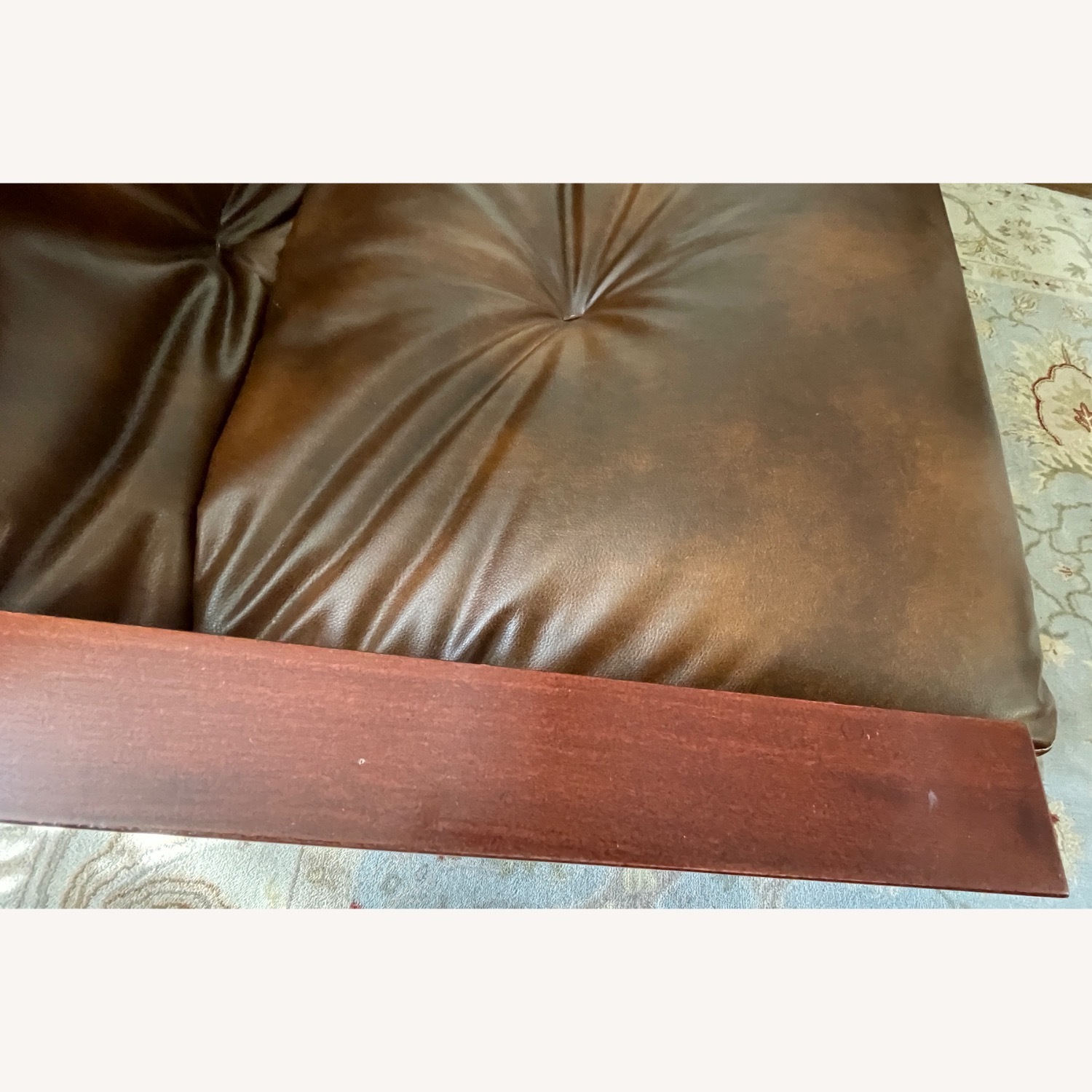 Dark Brown Futon Frame W Faux Leather Mattress - image-9