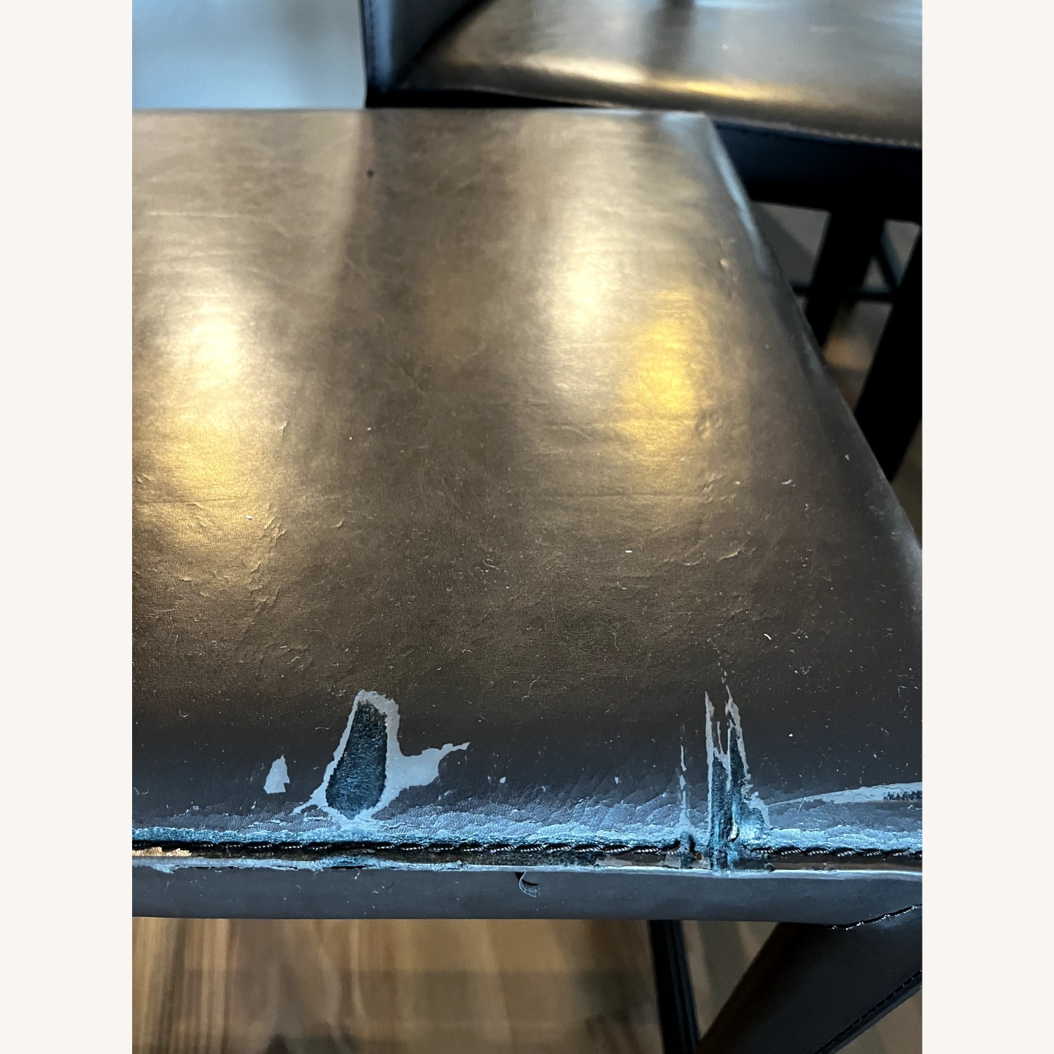 Crate & Barrel Dark Brown Leather Counter Stools - image-6