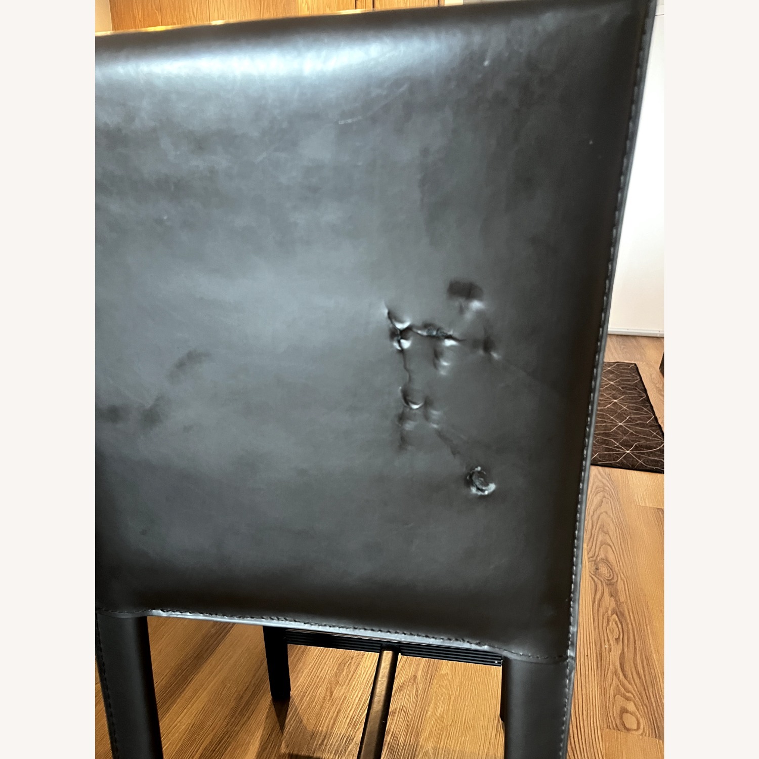 Crate & Barrel Dark Brown Leather Counter Stools - image-3