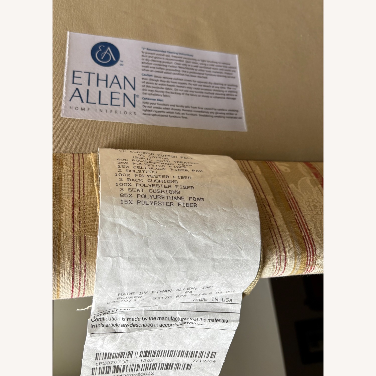 Ethan Allen Hyde Natural Fabric 3+ Seater Sofa - image-5