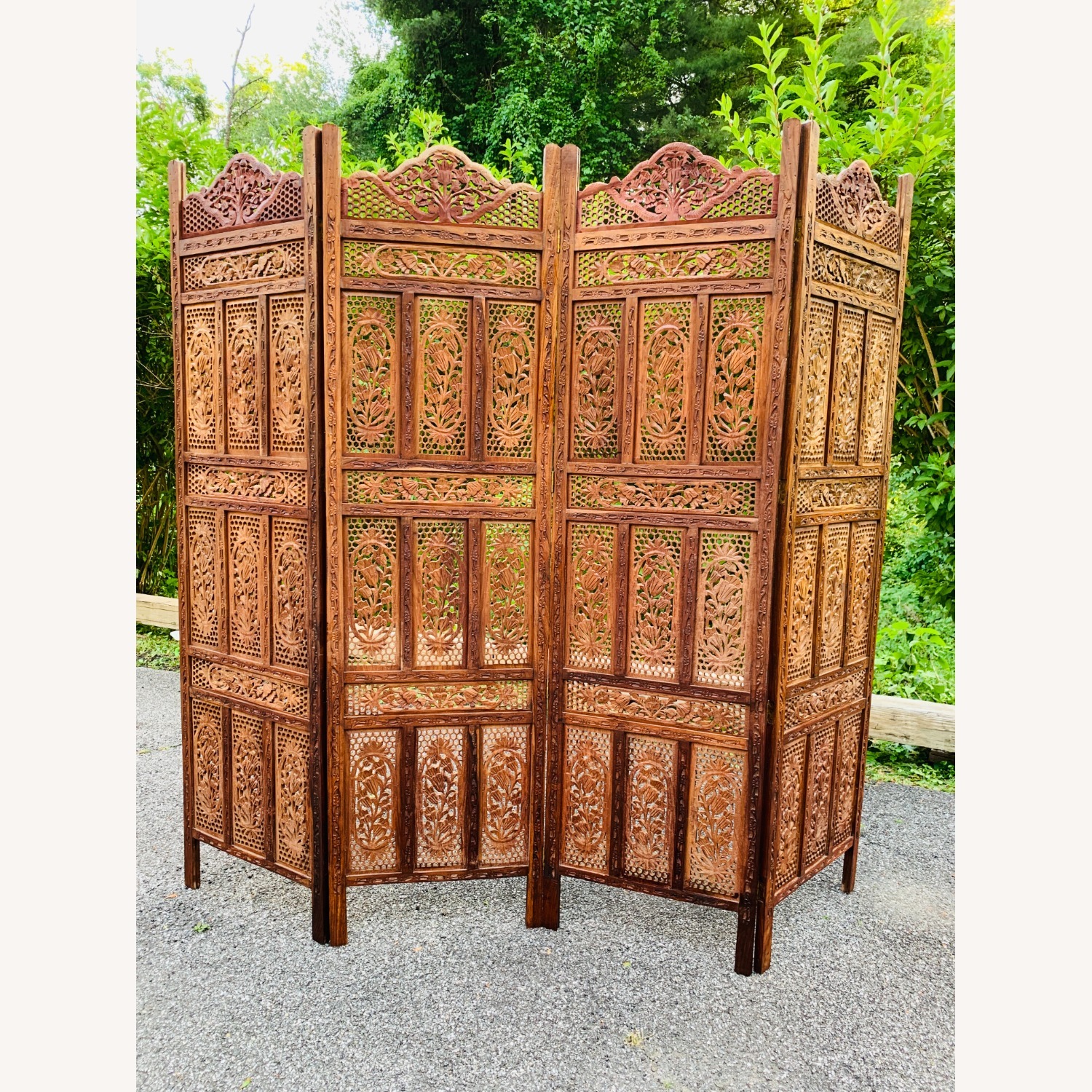 Mid Century Pierced Teak Room Divider - image-10