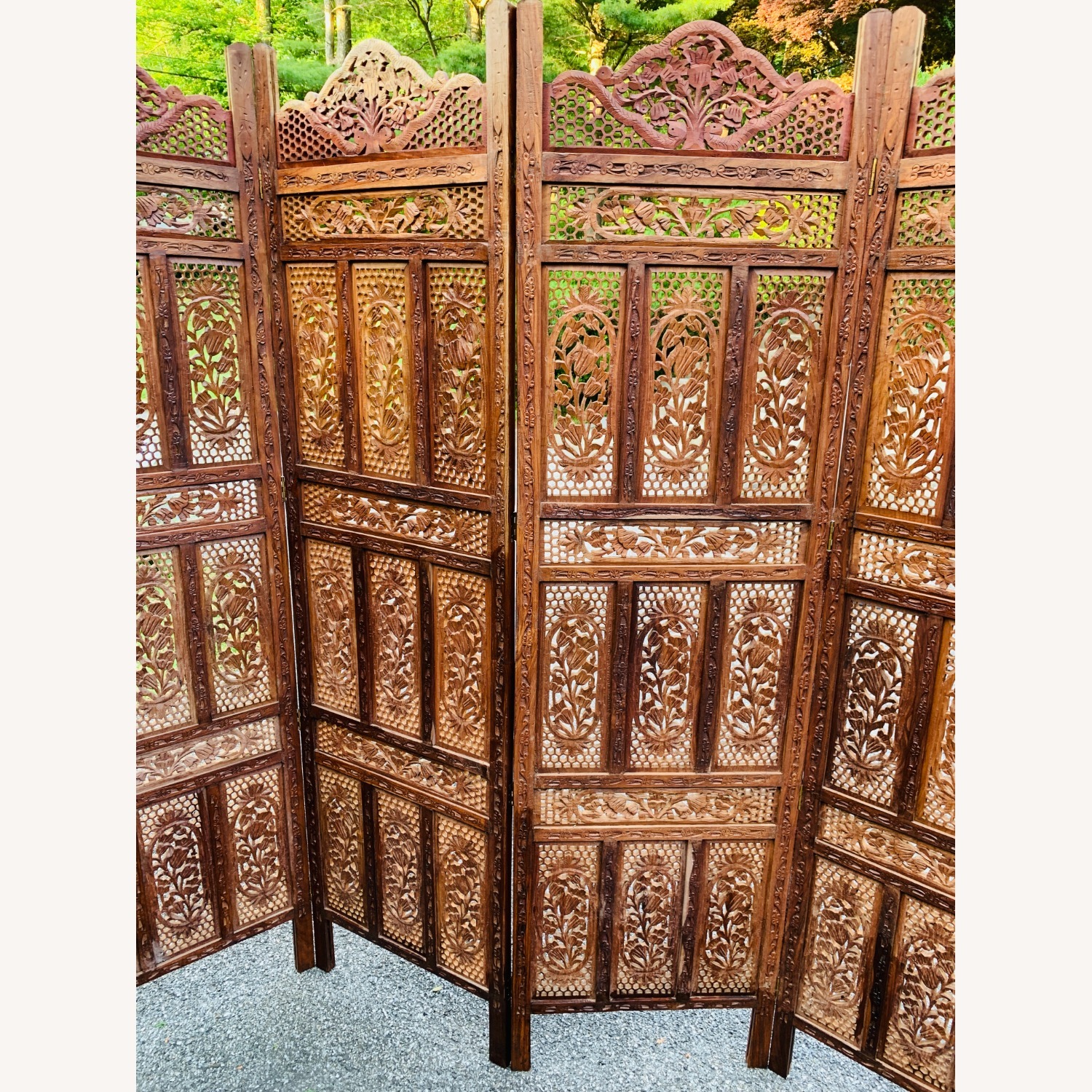 Mid Century Pierced Teak Room Divider - image-8