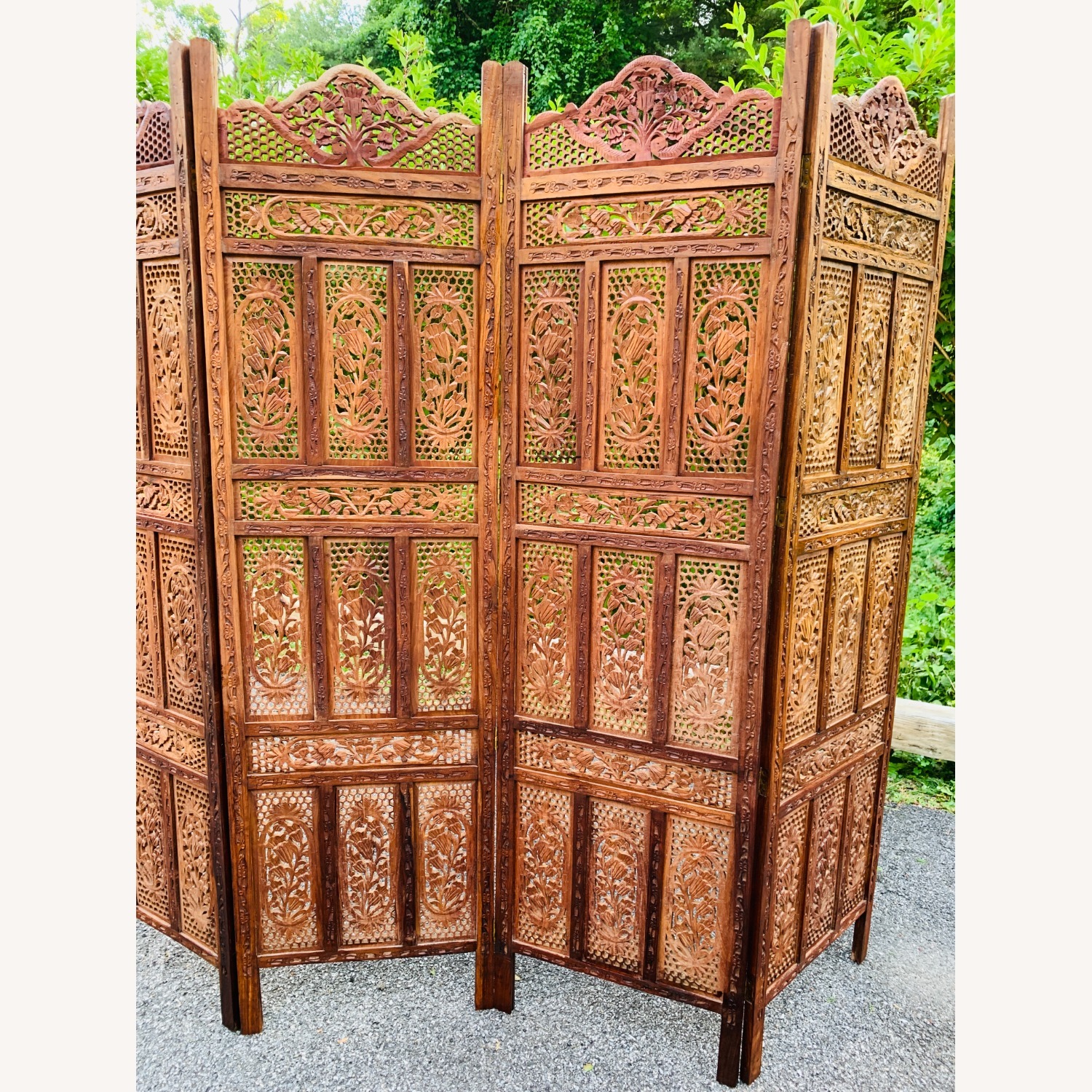 Mid Century Pierced Teak Room Divider - image-4