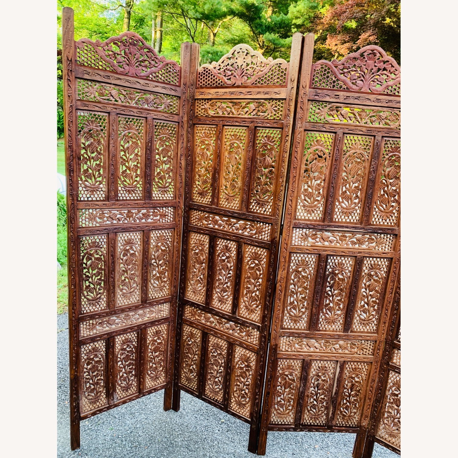 Mid Century Pierced Teak Room Divider - image-9