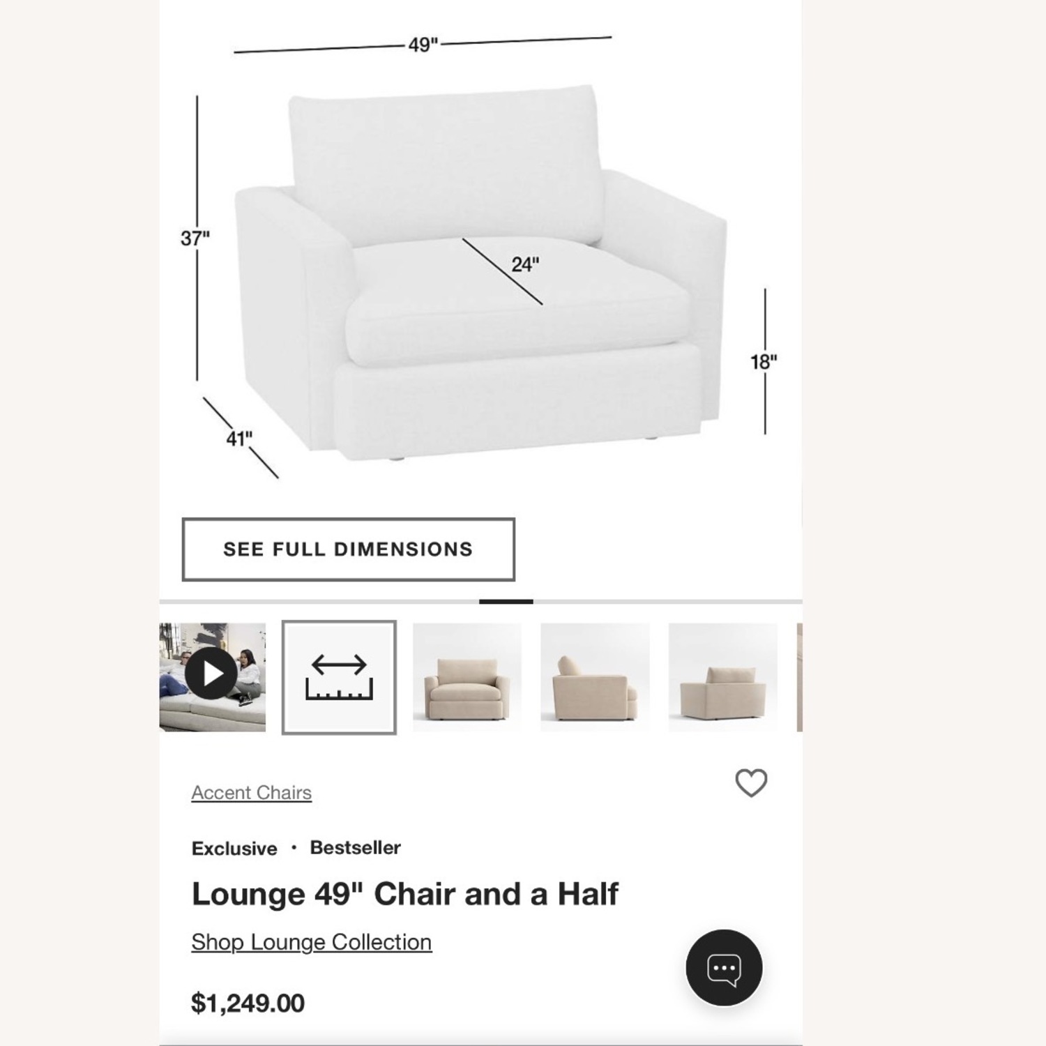 Crate & Barrel Lounge Dark Gray Chair and a Half - image-2