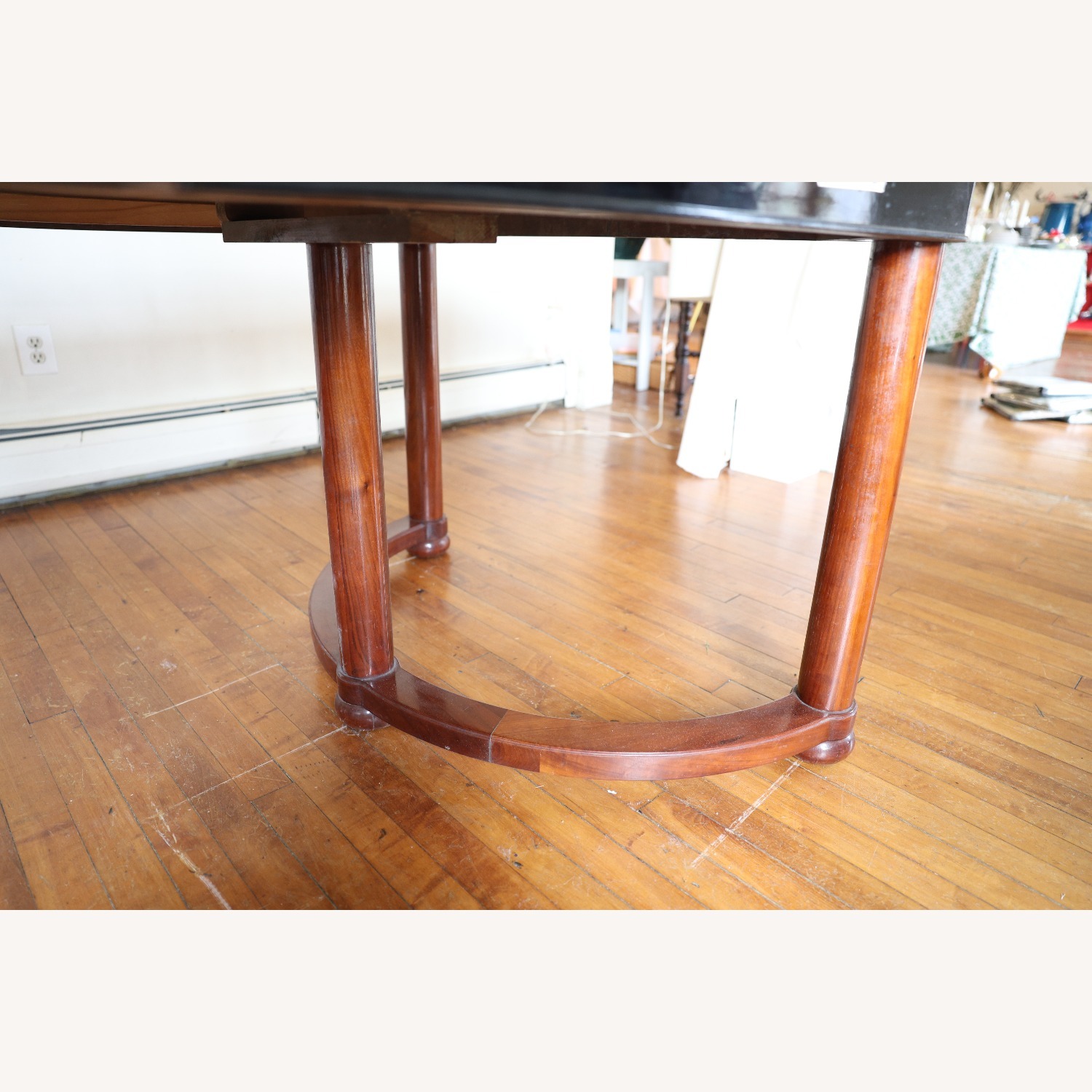 Art Deco Dark Brown Wood Dining Table - image-6