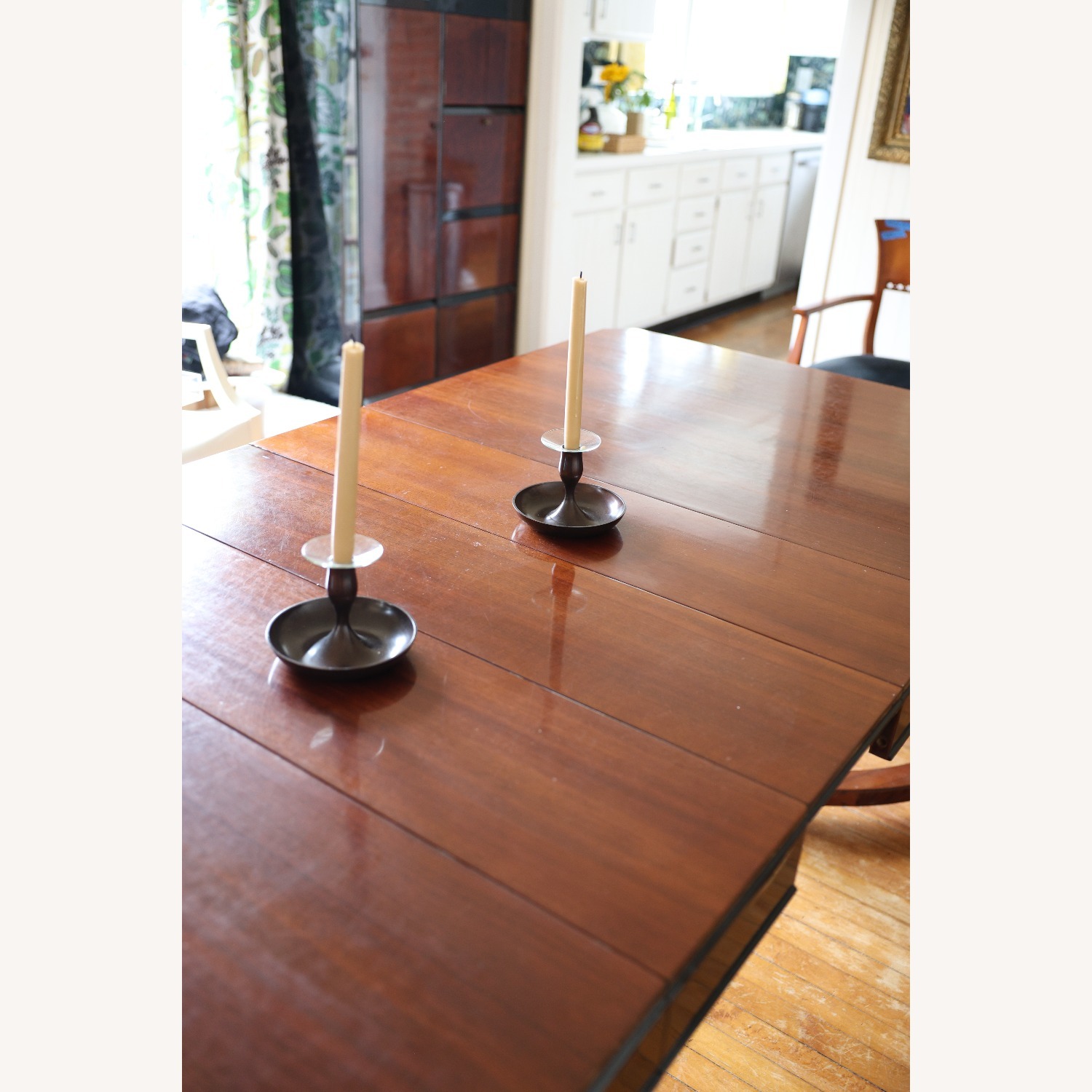 Art Deco Dark Brown Wood Dining Table - image-2