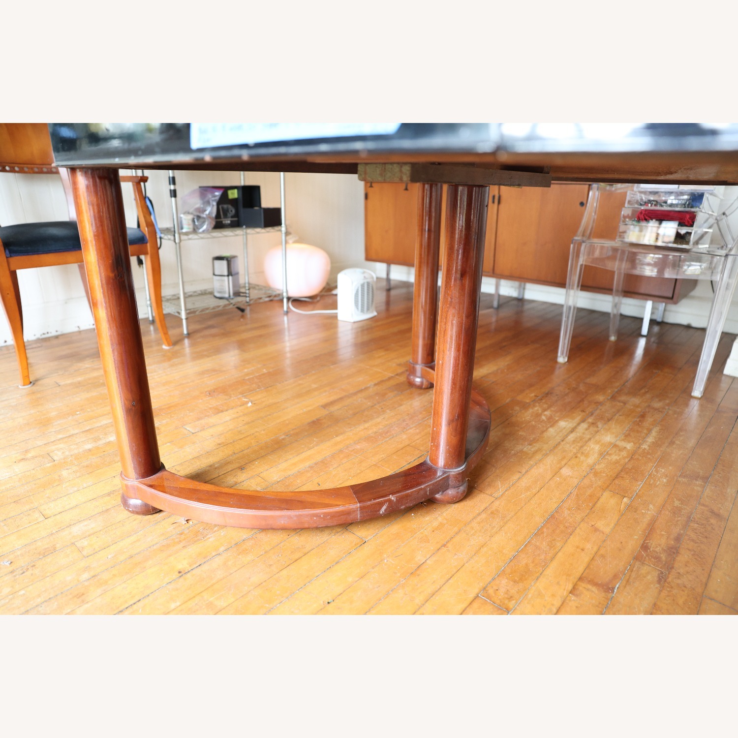Art Deco Dark Brown Wood Dining Table - image-3