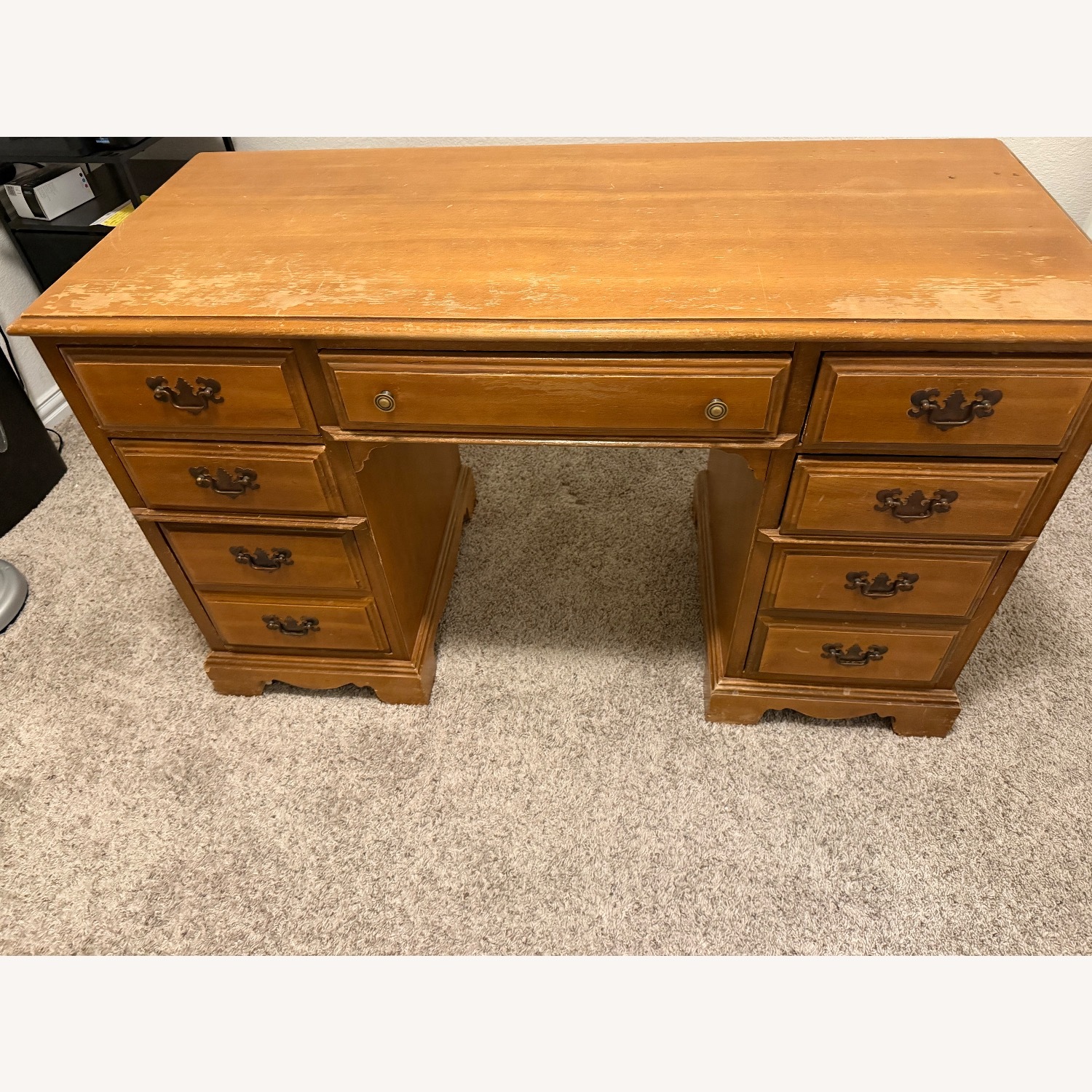 Bassett Light Brown Wood Desk - image-6