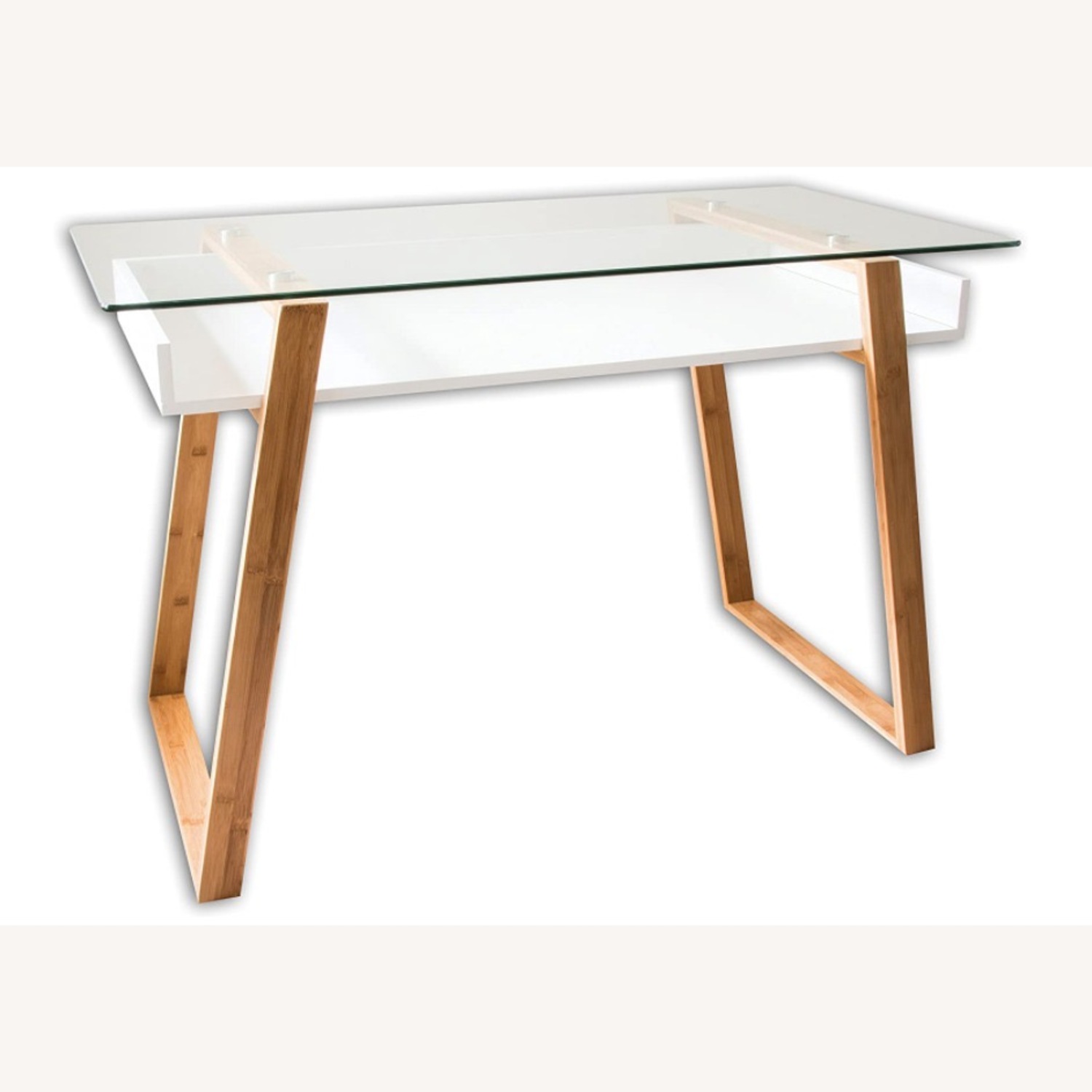 Modern Style White Bamboo Glass Office Desk - image-1