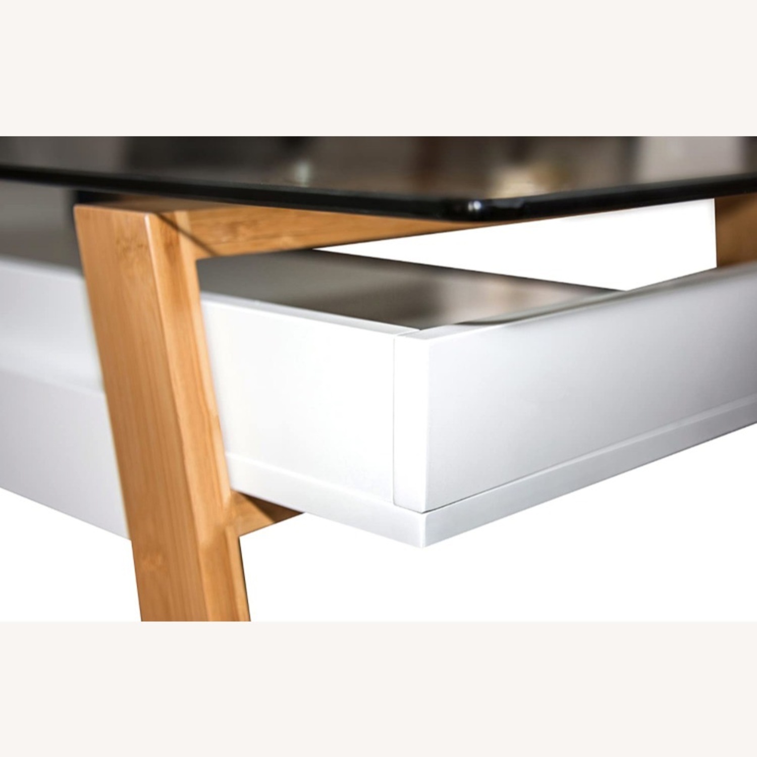 Modern Style White Bamboo Glass Office Desk - image-2