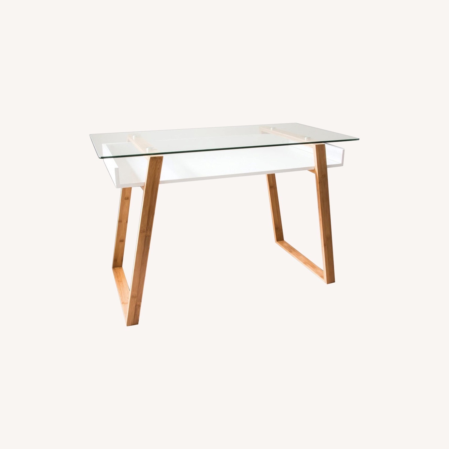 Modern Style White Bamboo Glass Office Desk - image-0