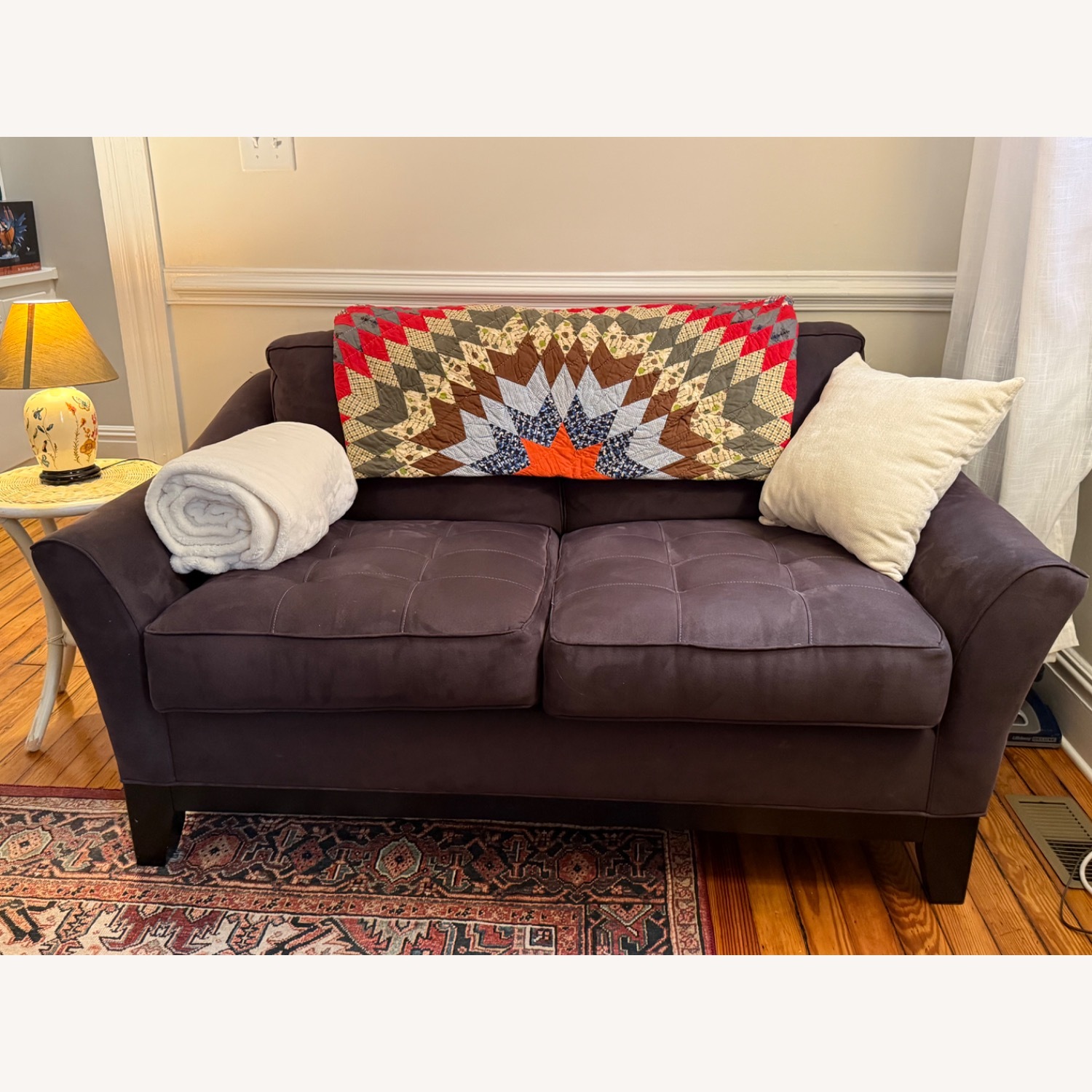 Rooms To Go Cindy Crawford Dark Gray Fabric Loveseat - image-1