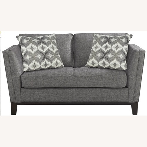 Used Rooms To Go Cindy Crawford Dark Gray Fabric Loveseat for sale on AptDeco