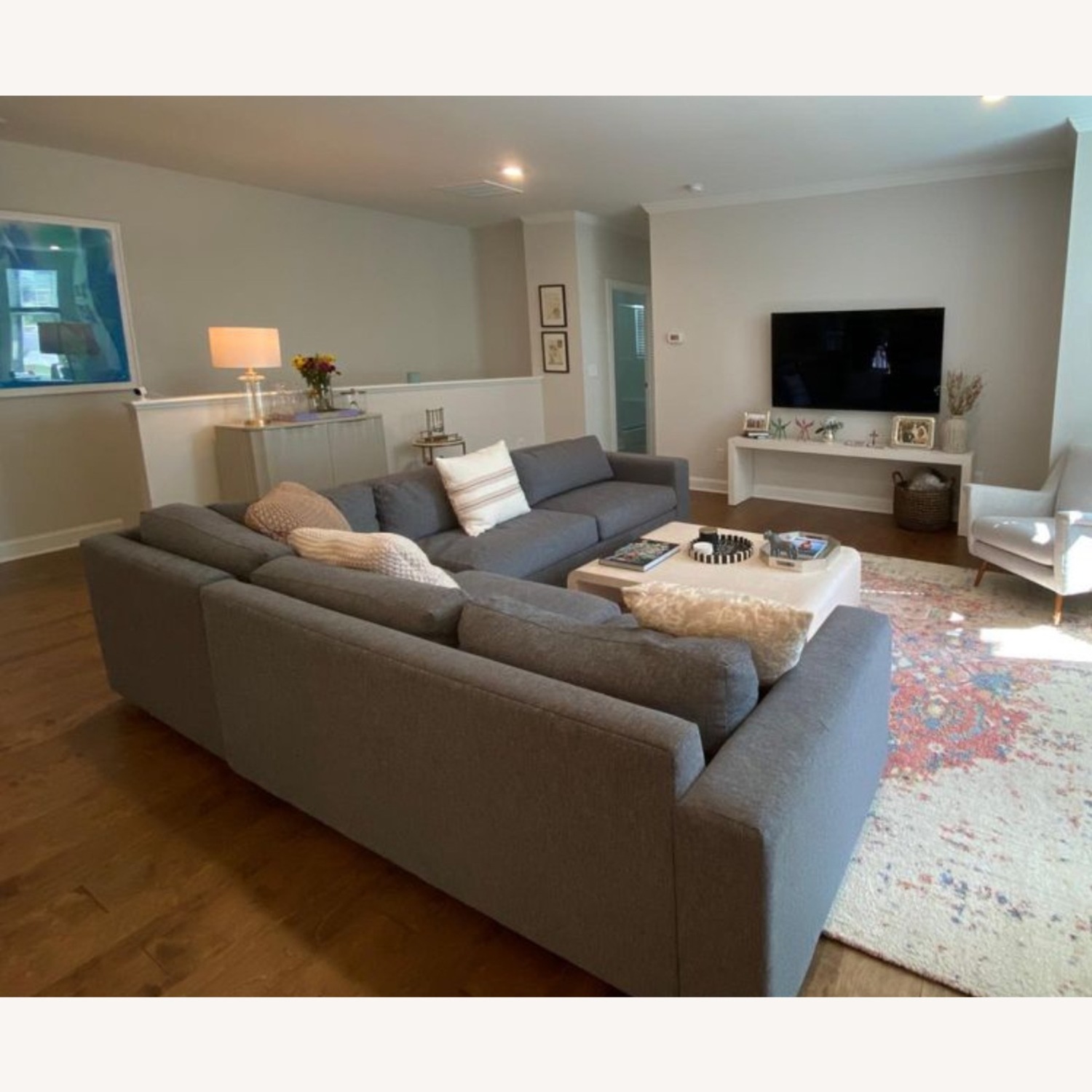 West Elm Dark Gray Fabric 3+ Piece Sectional - image-3