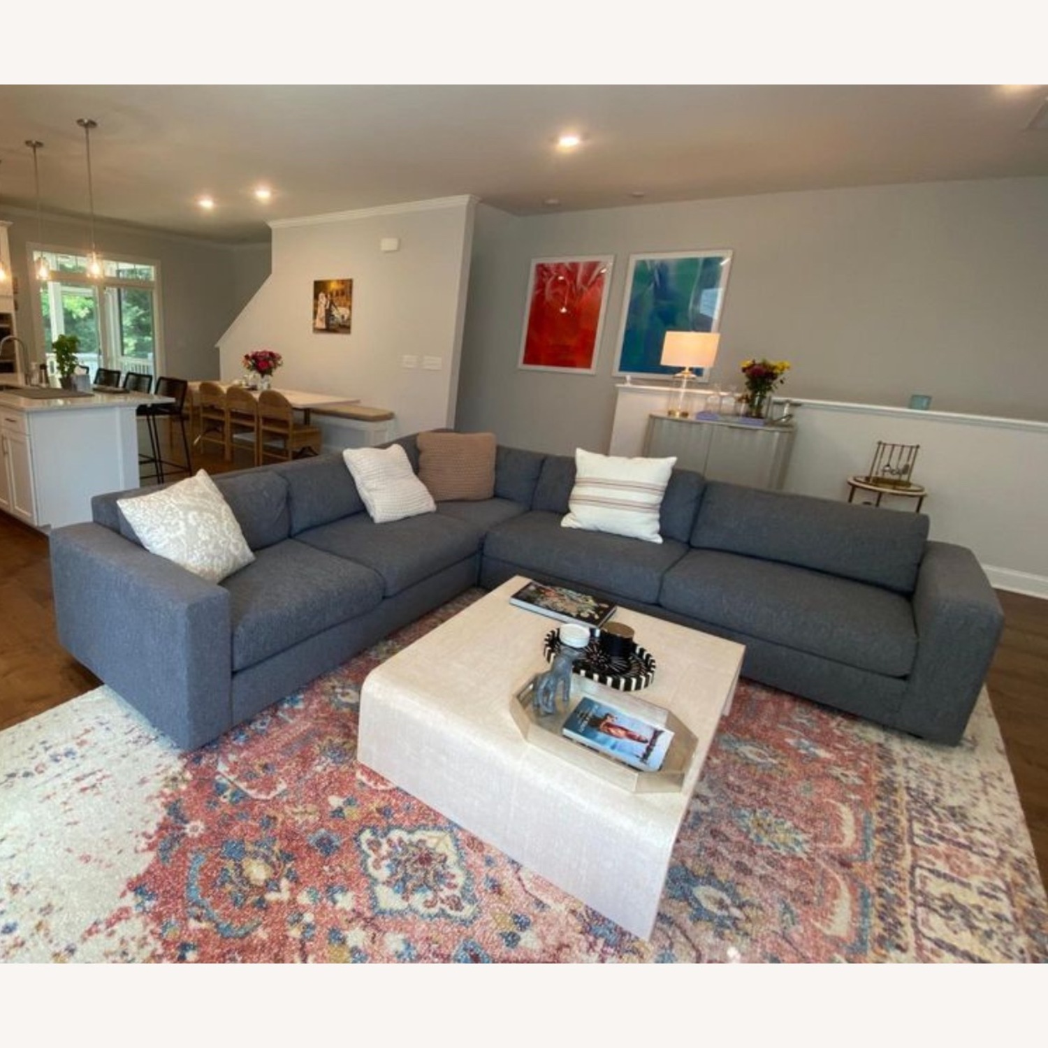 West Elm Dark Gray Fabric 3+ Piece Sectional - image-2