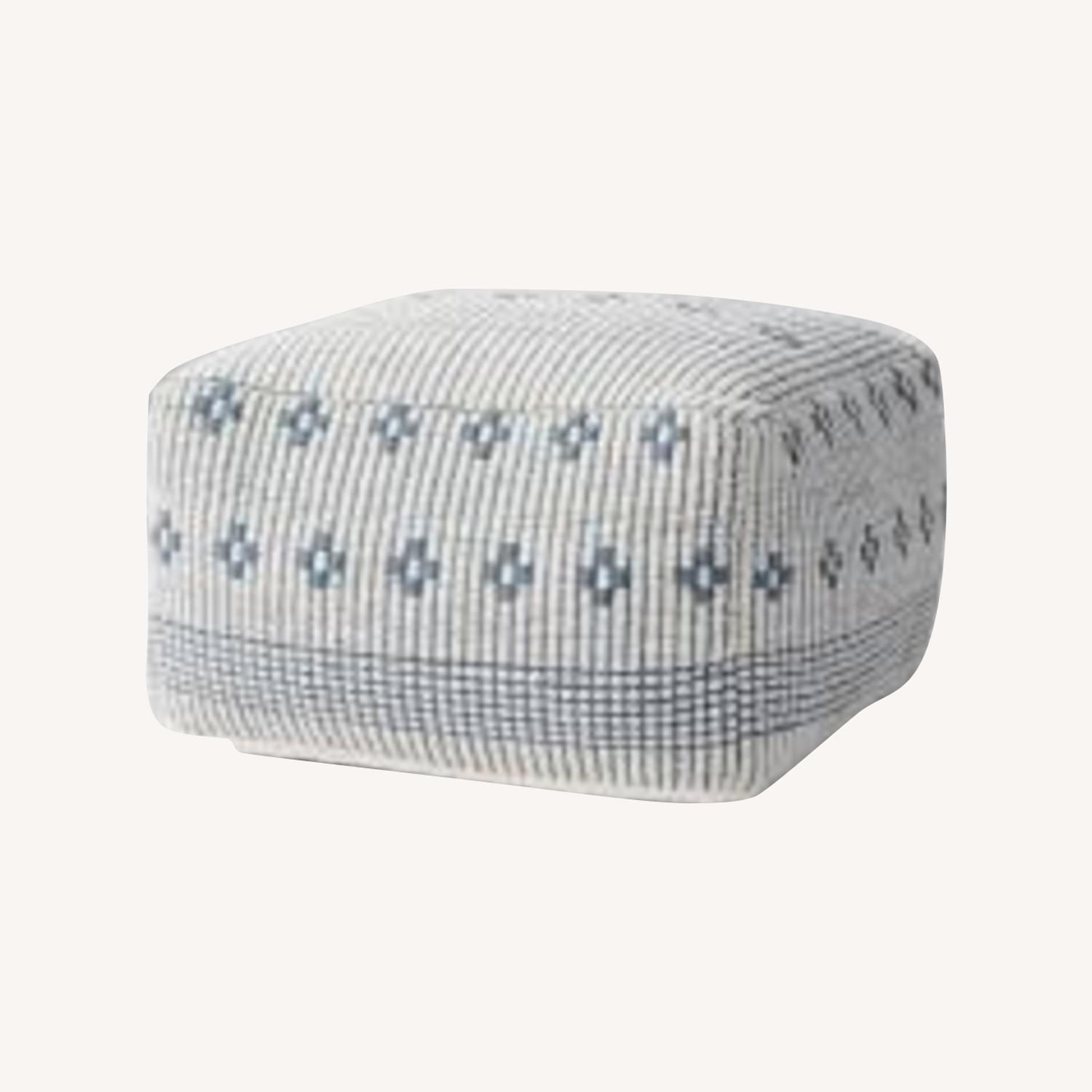 Arhaus Hadley Blue Pouf Fabric Bench - image-0
