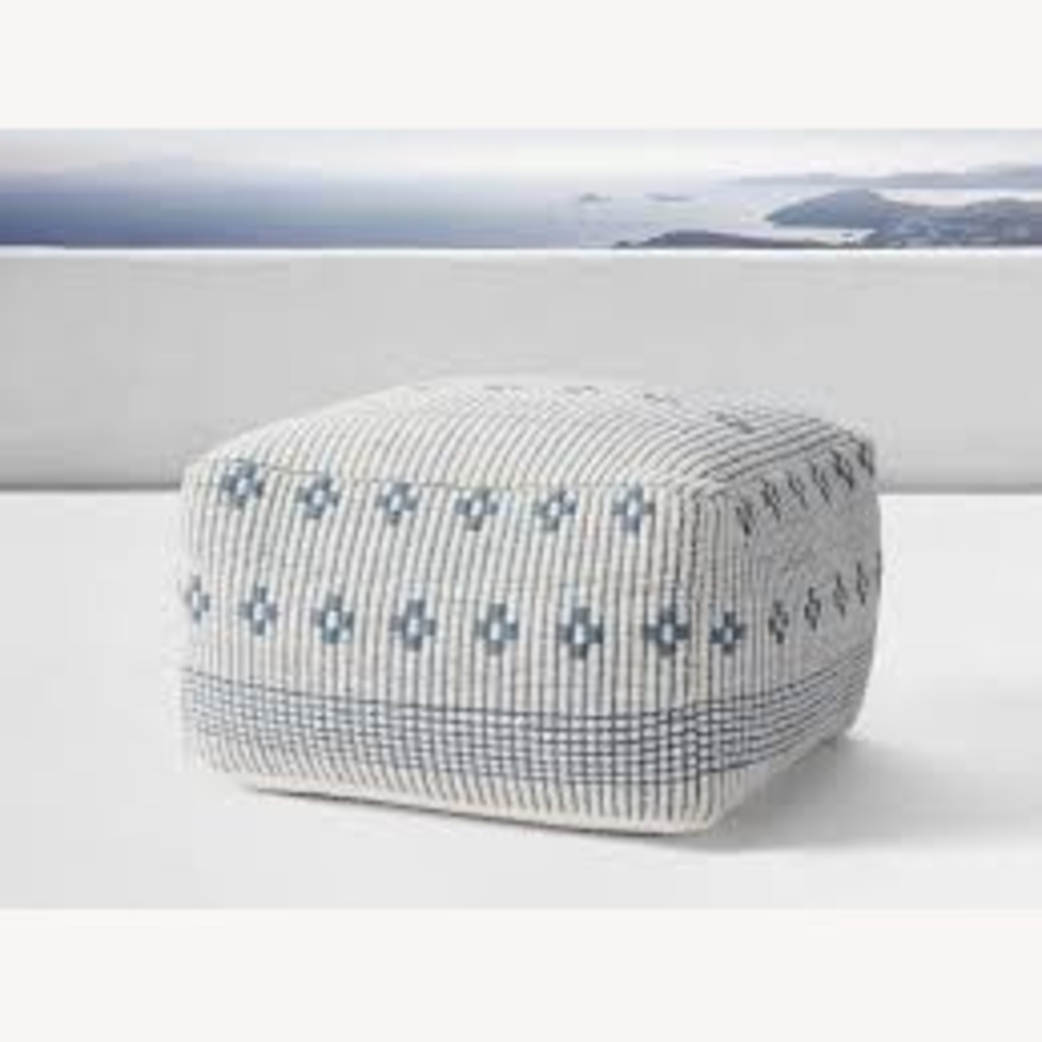 Arhaus Hadley Blue Pouf Fabric Bench - image-8