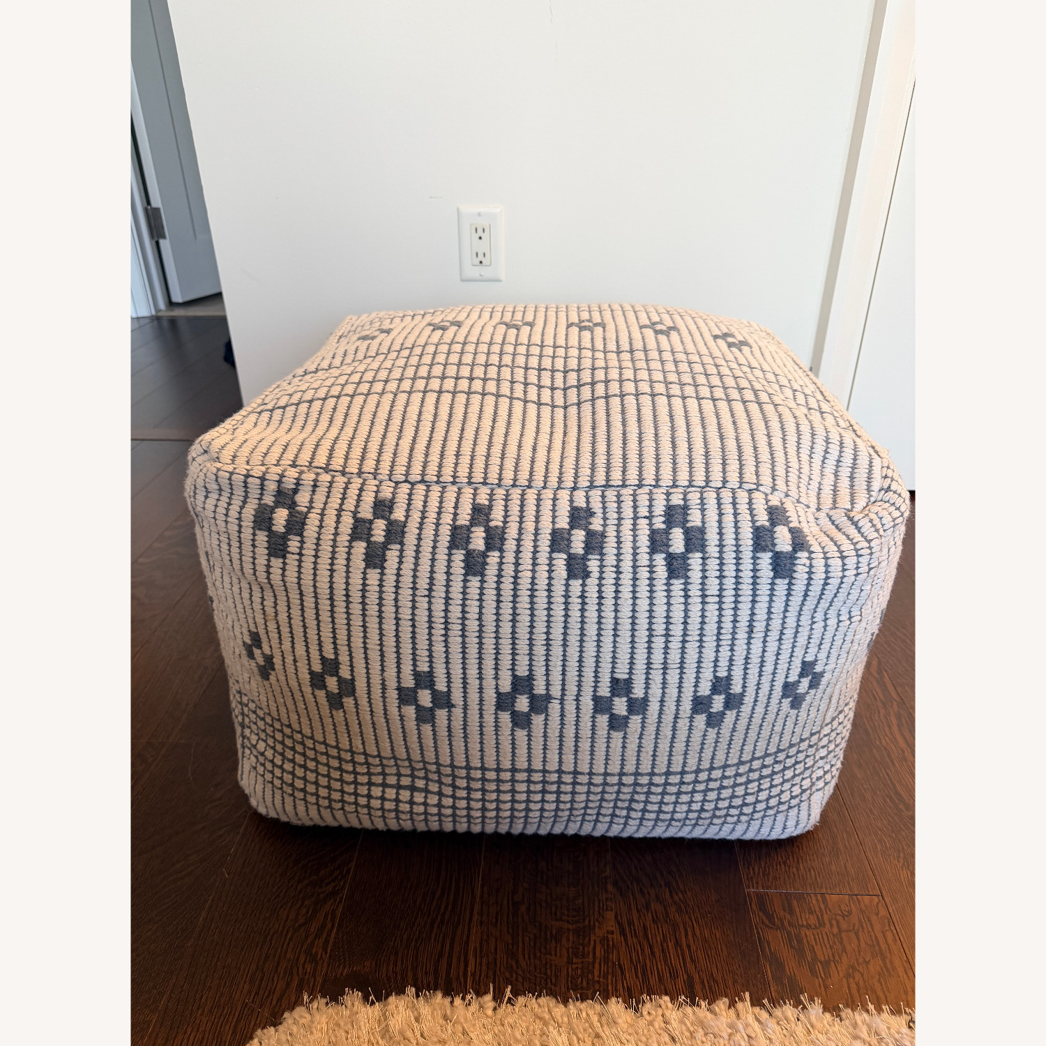 Arhaus Hadley Blue Pouf Fabric Bench - image-4
