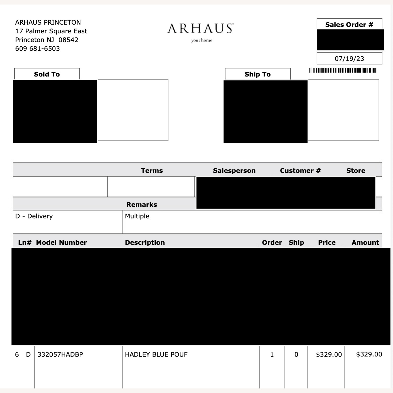 Arhaus Hadley Blue Pouf Fabric Bench - image-7