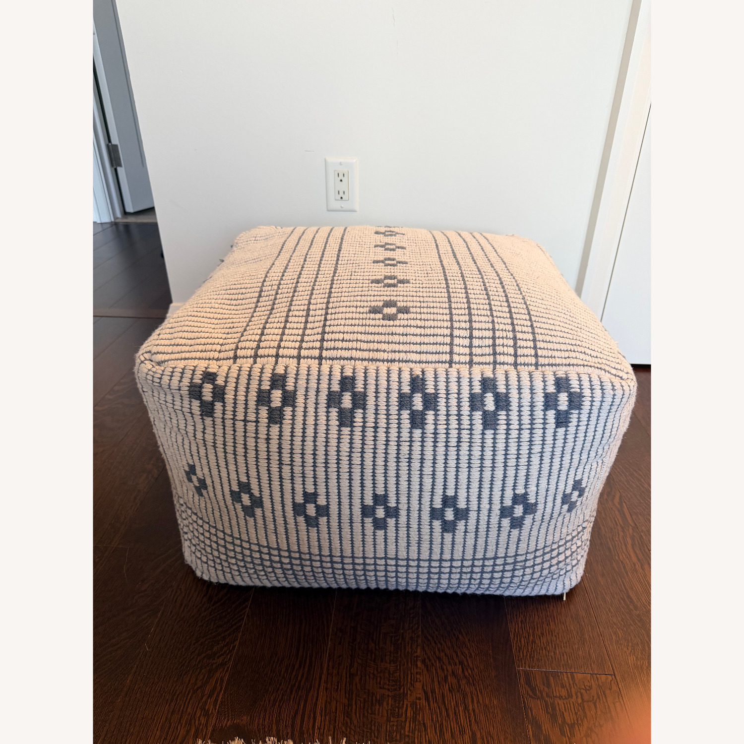 Arhaus Hadley Blue Pouf Fabric Bench - image-3