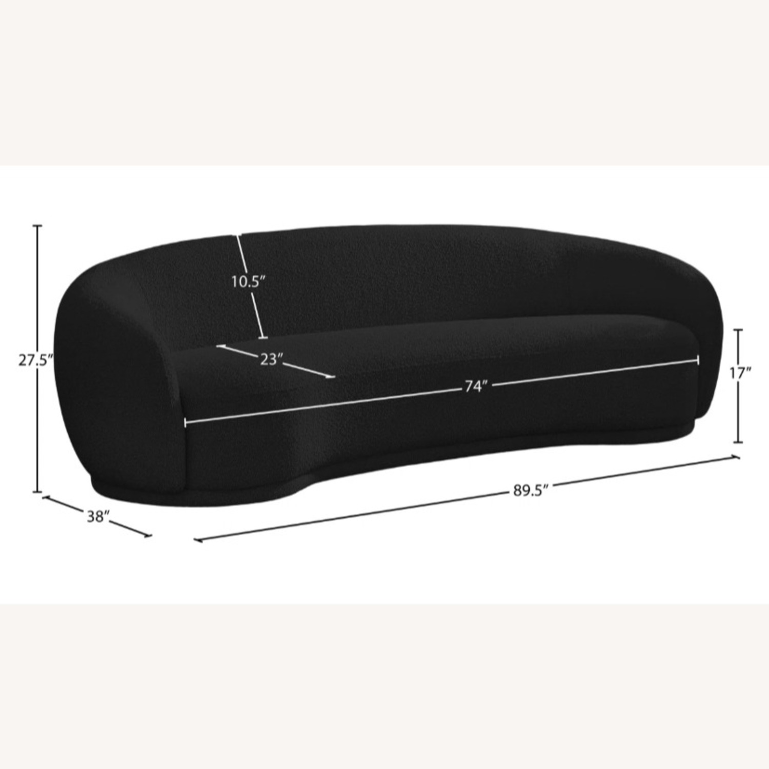 Wayfair Dark Gray Boucle 2 Seater Sofa - image-2