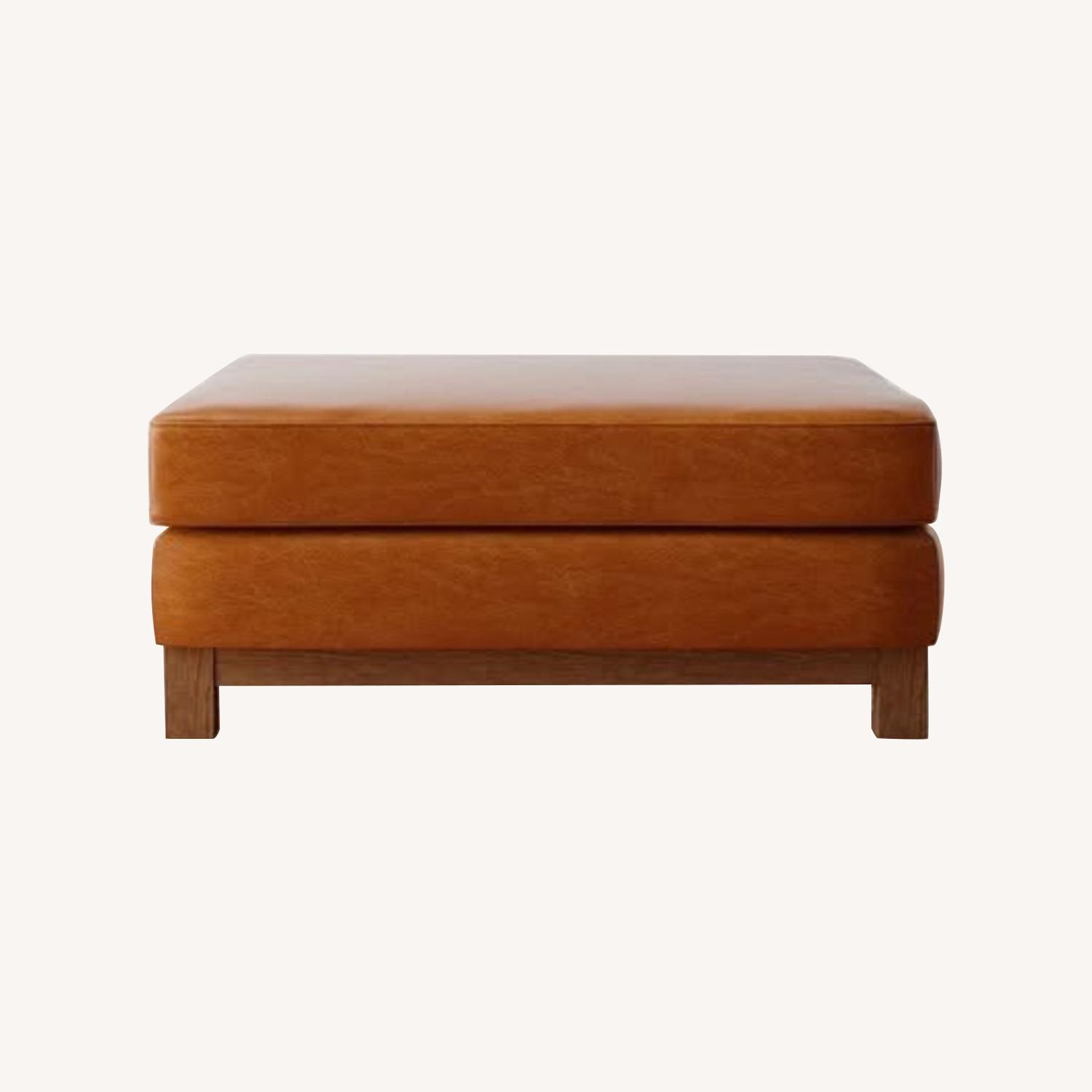 Pottery Barn Light Brown Leather Chaise Lounge - image-0