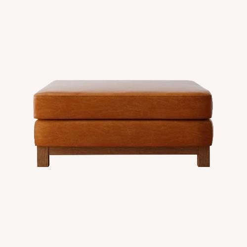 Used Pottery Barn Light Brown Leather Chaise Lounge for sale on AptDeco