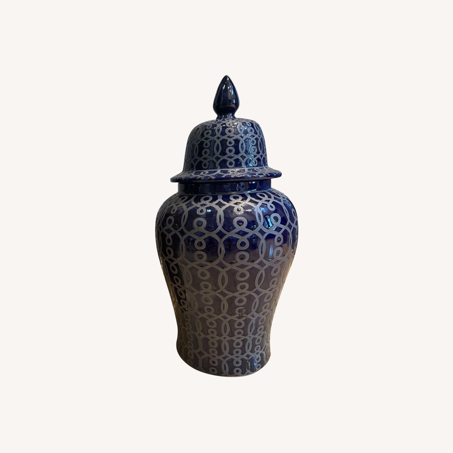 Pair of large Blue and Silver Ginger Jars - image-4