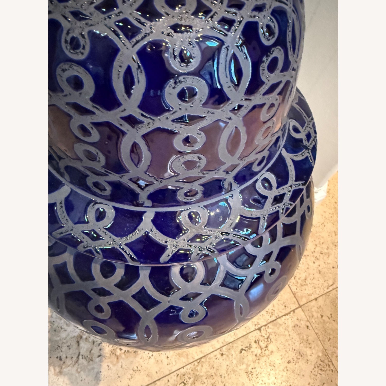 Pair of large Blue and Silver Ginger Jars - image-2