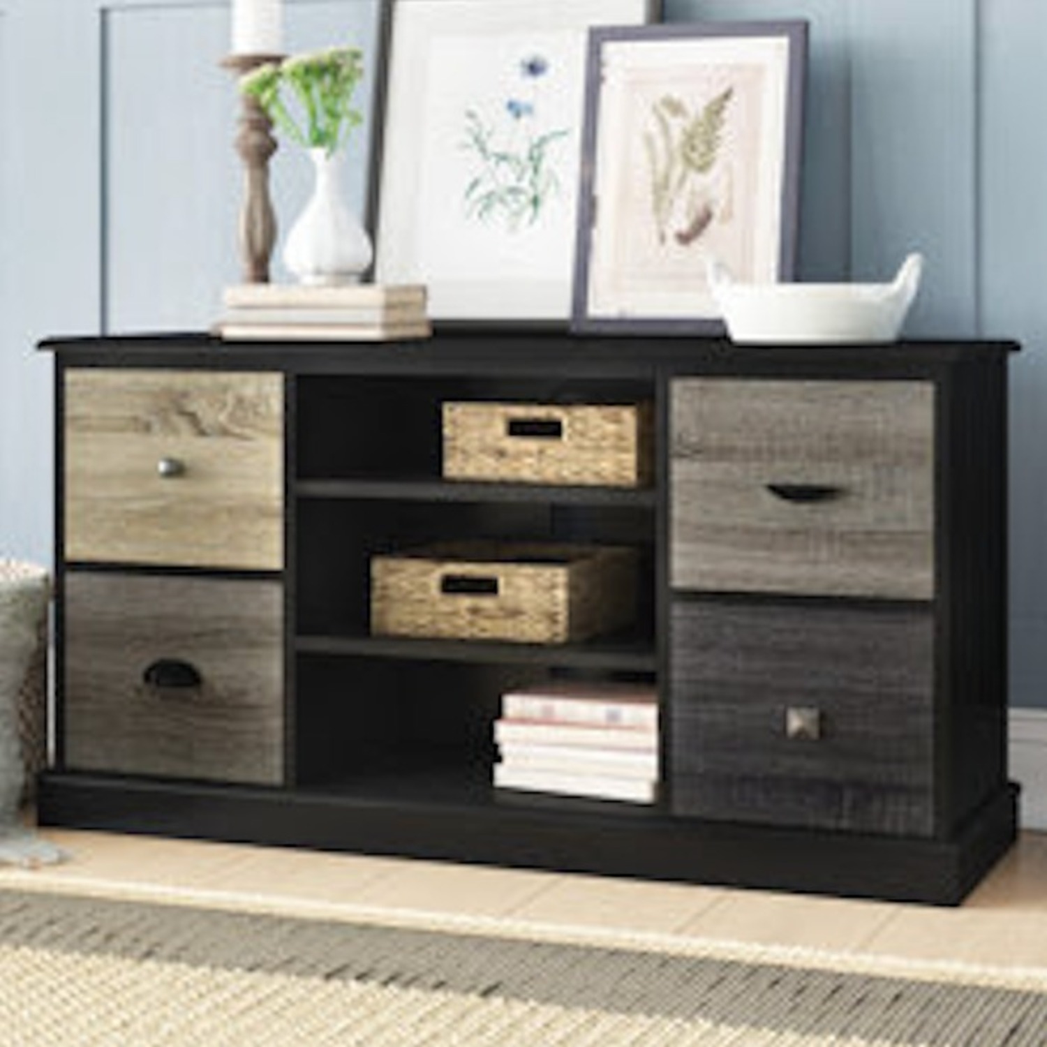 Wayfair Black & Multi-Color Wood Media Storage - image-3