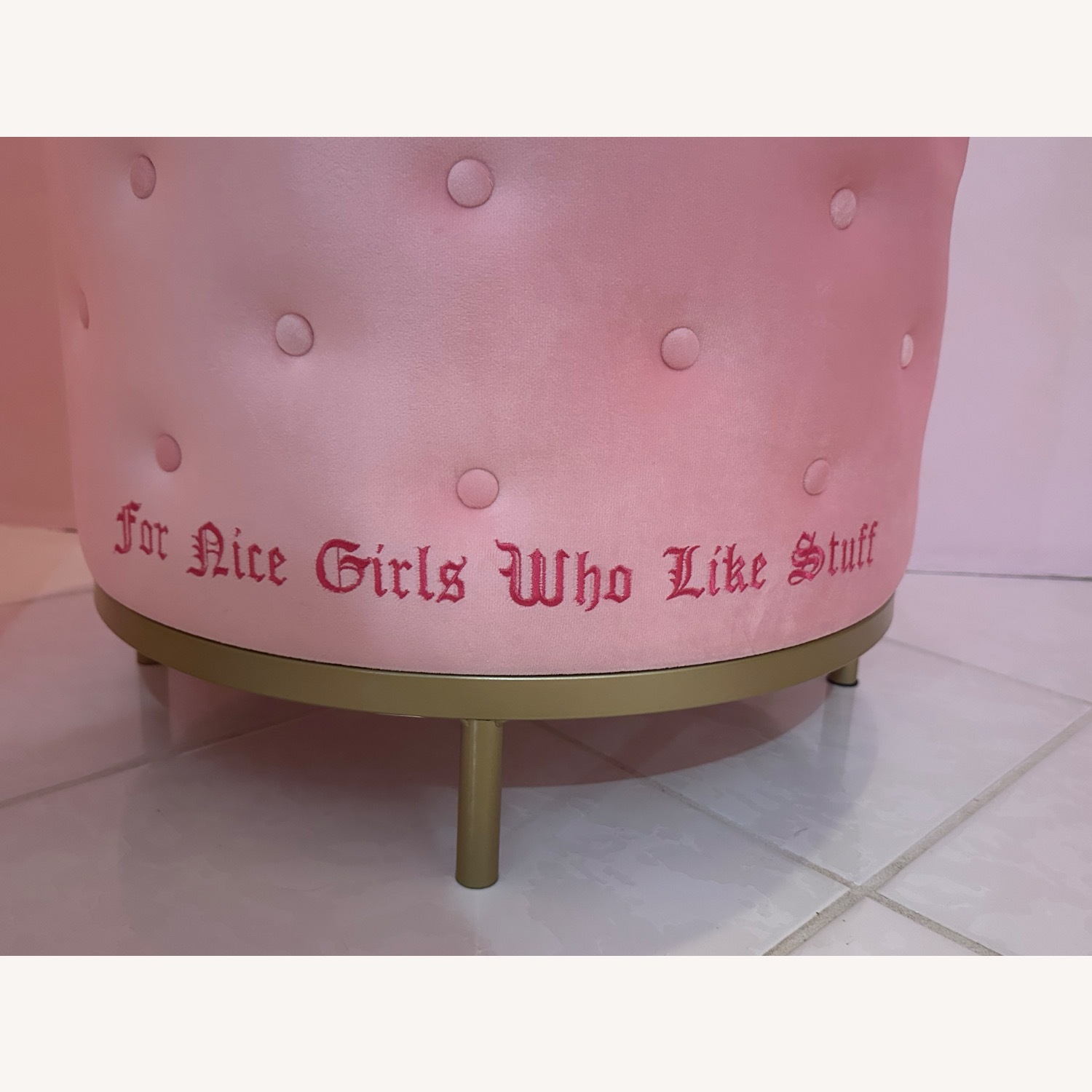 Urban Outfitters Pink Fabric Ottoman - image-4